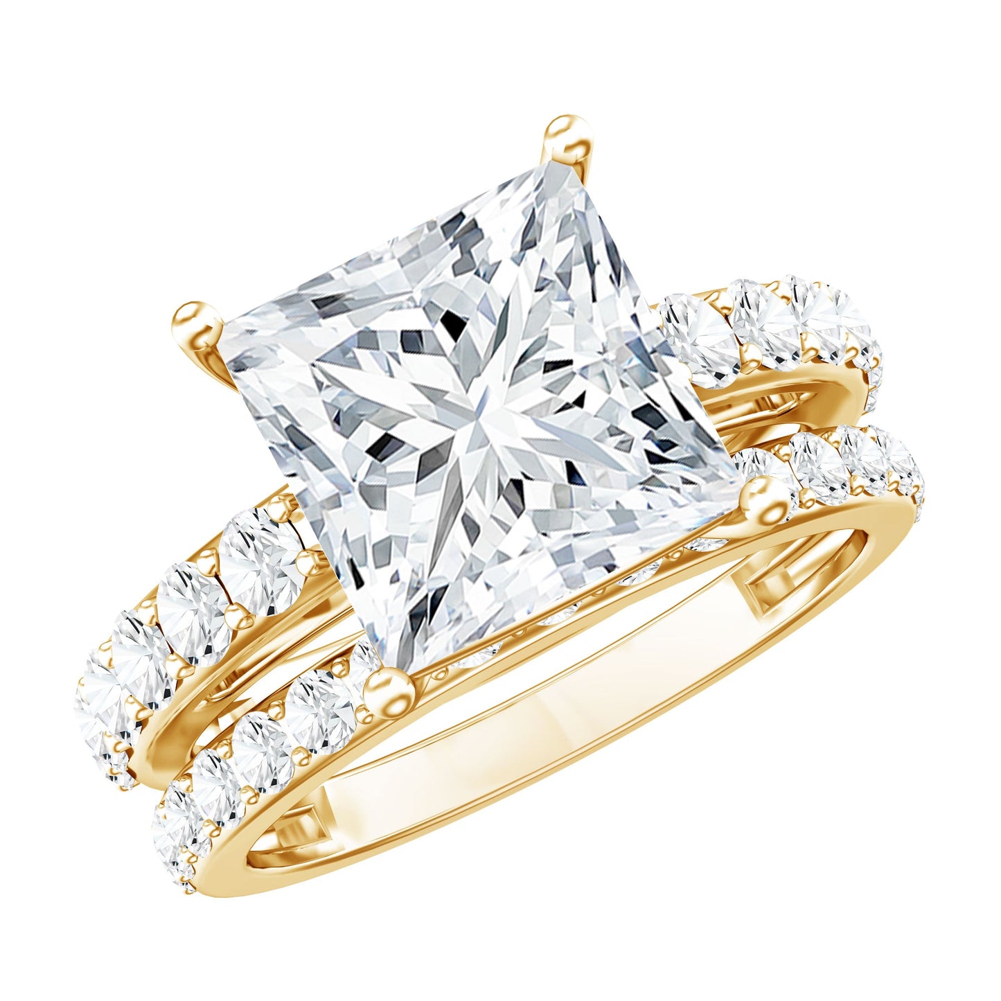 5 Carat IGI Certified Princess Cut Lab Diamond Engagement Ring with Band