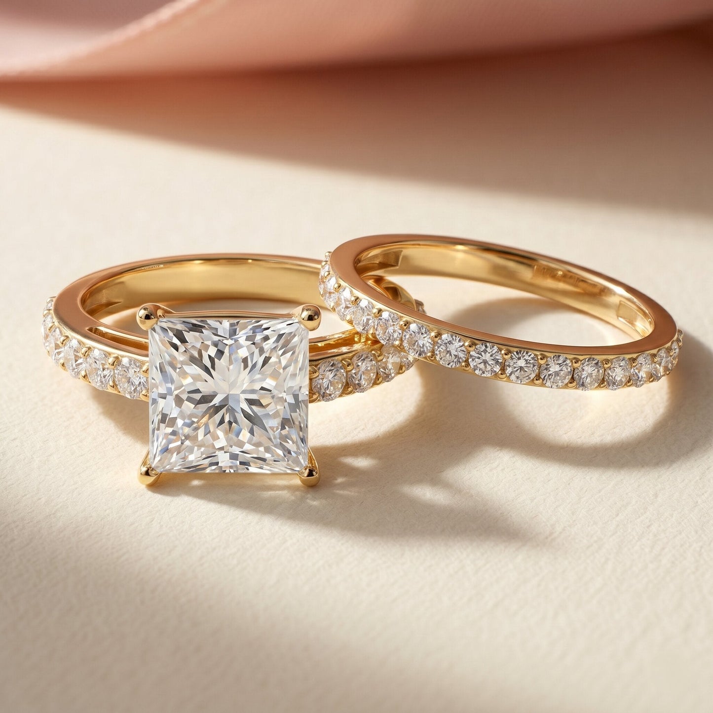 5 Carat IGI Certified Princess Cut Lab Diamond Engagement Ring with Band