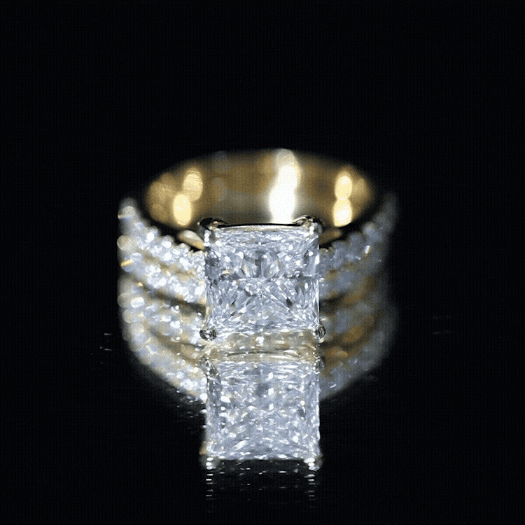 IGI Certified 4 Carat Princess Cut Lab Grown Diamond Engagement Ring With Wedding Band