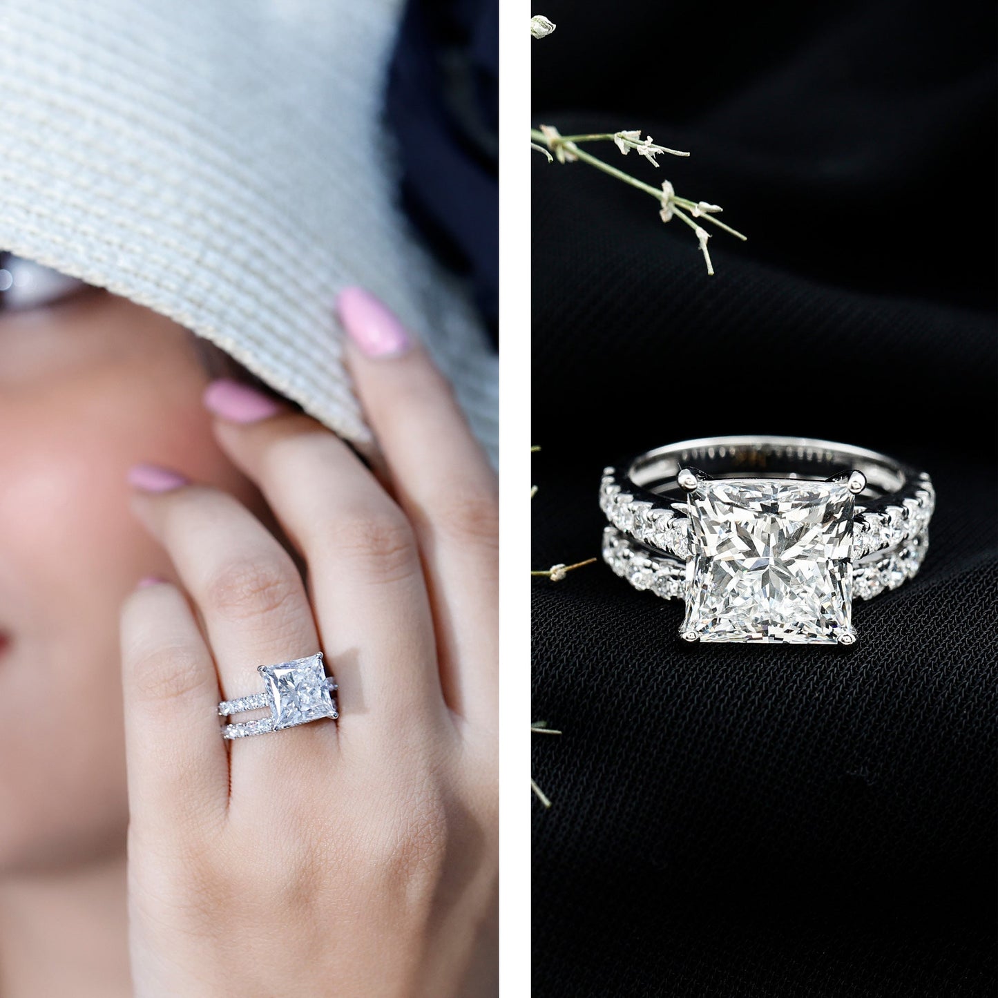 IGI Certified Huge 5 Carat Lab Grown Diamond Engagement Wedding Ring Set