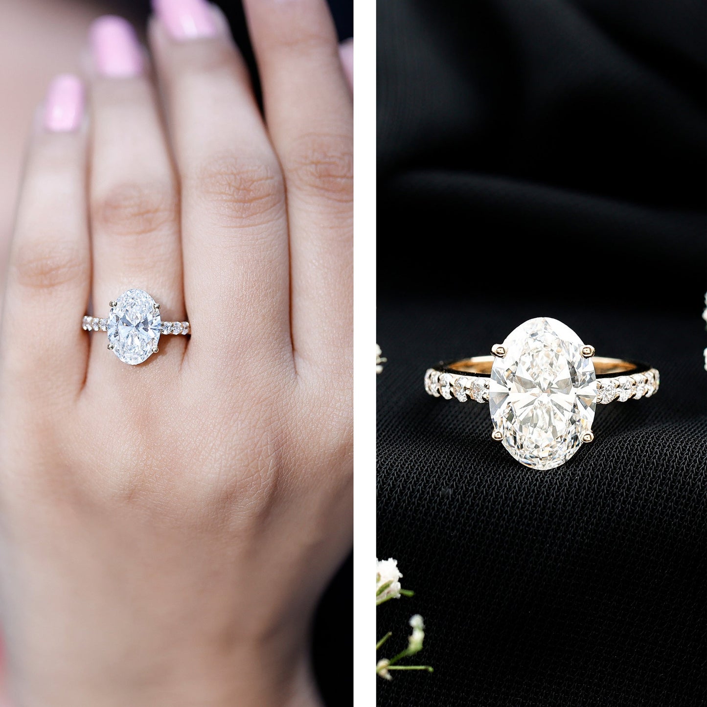 IGI Certified 3 Carat Lab Grown Oval Diamond Engagement Ring for Women