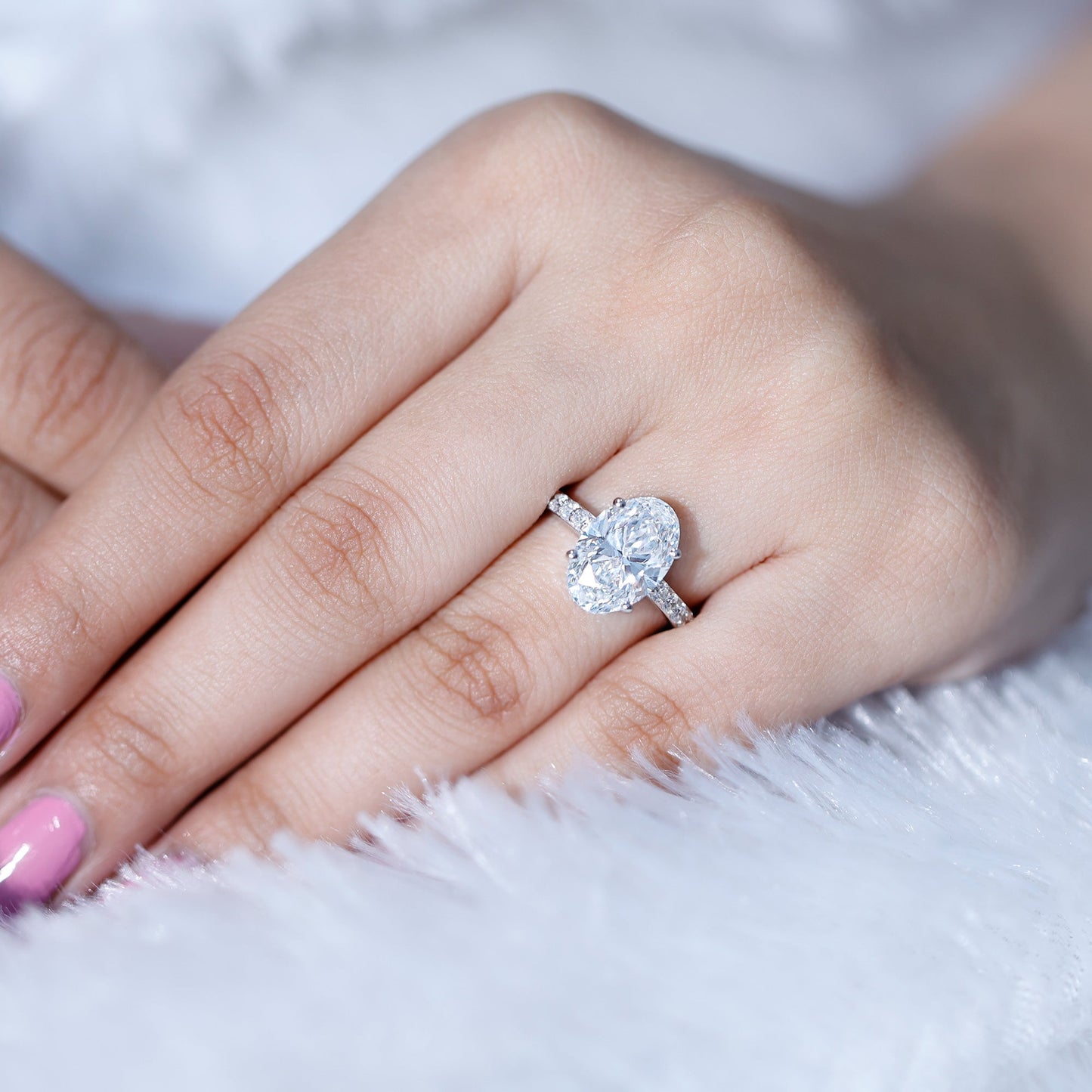 IGI Certified 4 Carat Oval Lab Grown Diamond Huge Engagement Ring