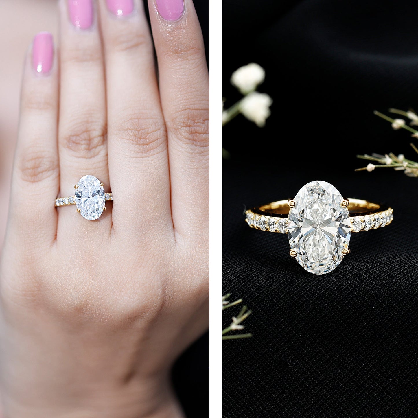IGI Certified 4 Carat Oval Lab Grown Diamond Huge Engagement Ring