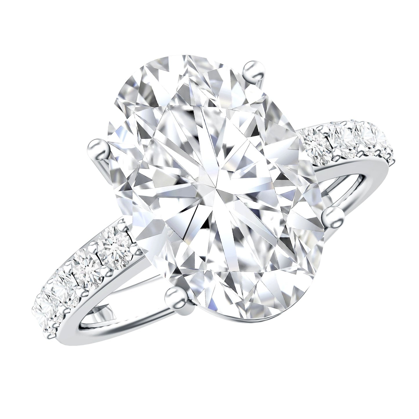 5 Carat Big Lab Grown Diamond Oval Engagement Ring with IGI Certificate