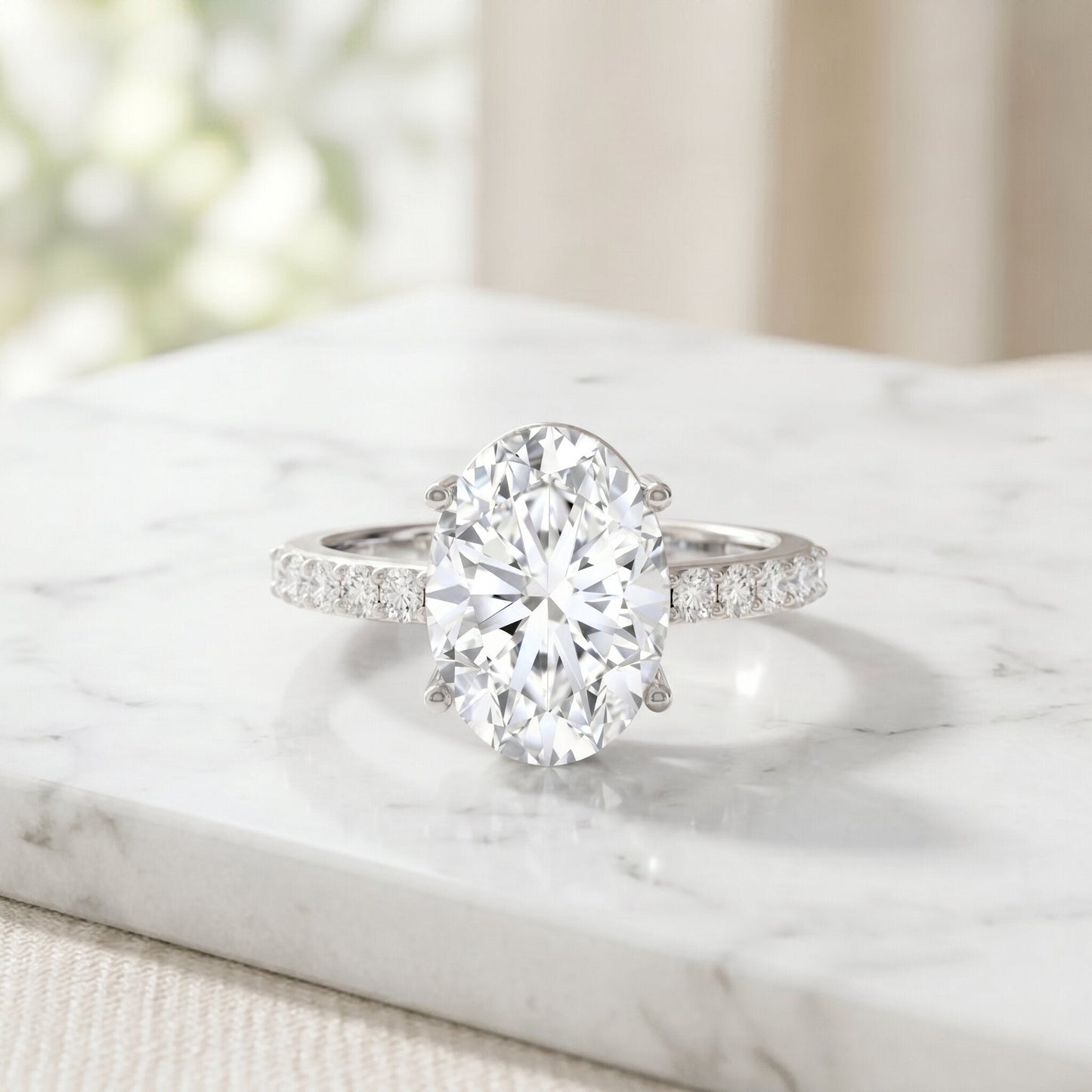 5 Carat Big Lab Grown Diamond Oval Engagement Ring with IGI Certificate