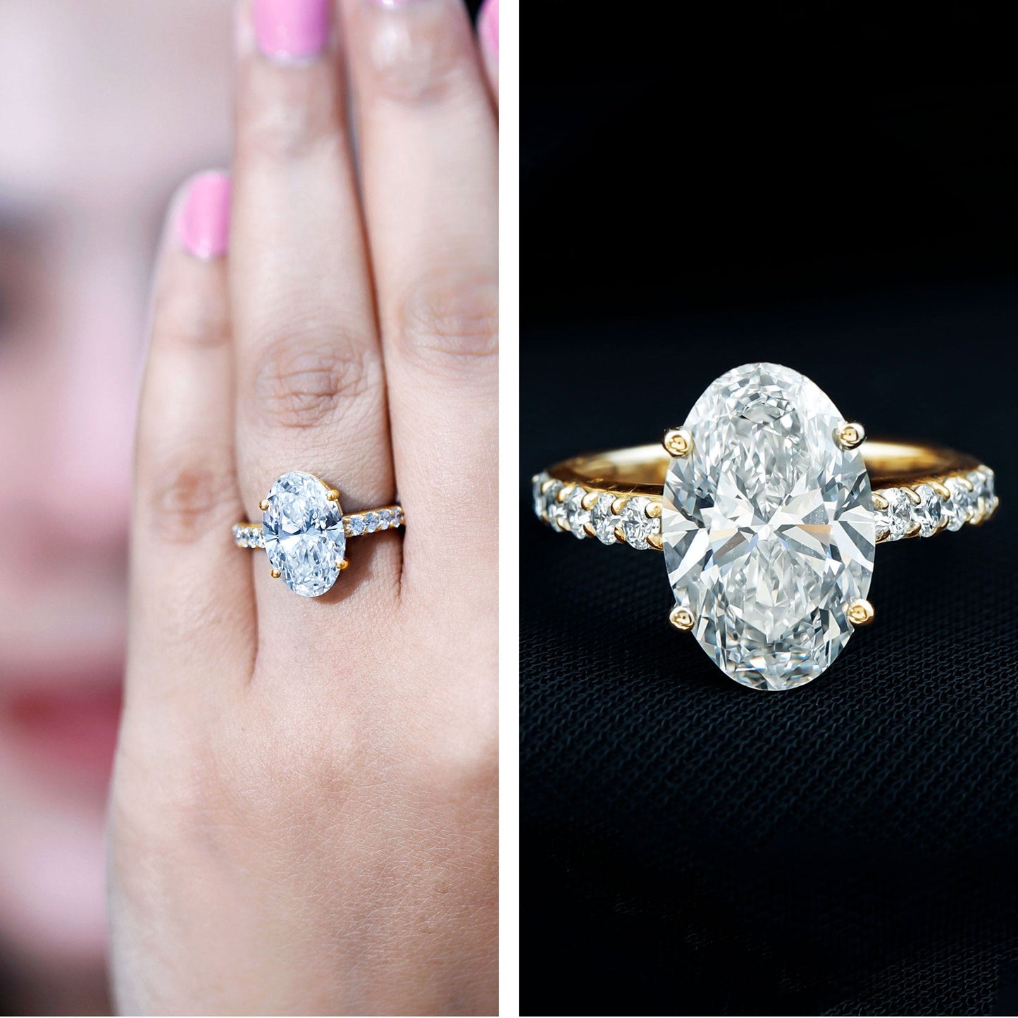 5 Carat Big Lab Grown Diamond Oval Engagement Ring with IGI Certificate