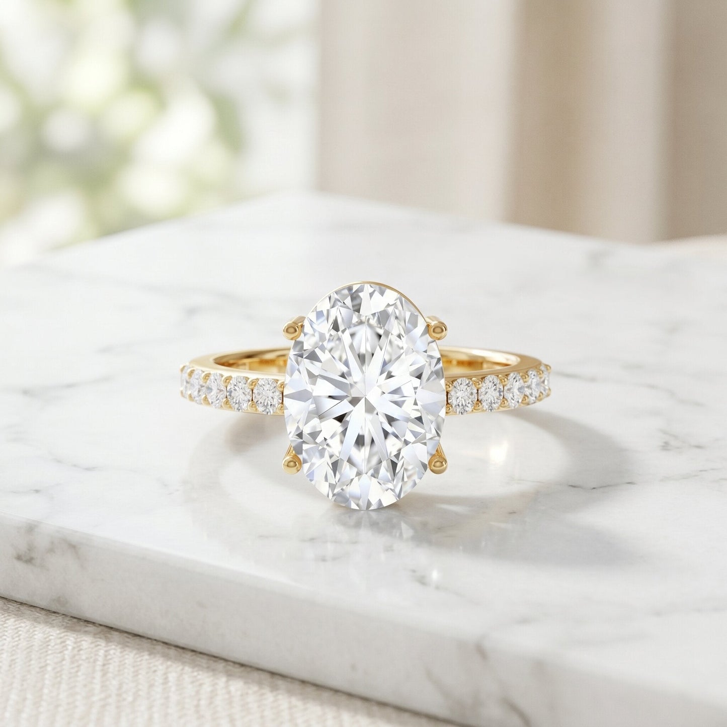 5 Carat Big Lab Grown Diamond Oval Engagement Ring with IGI Certificate