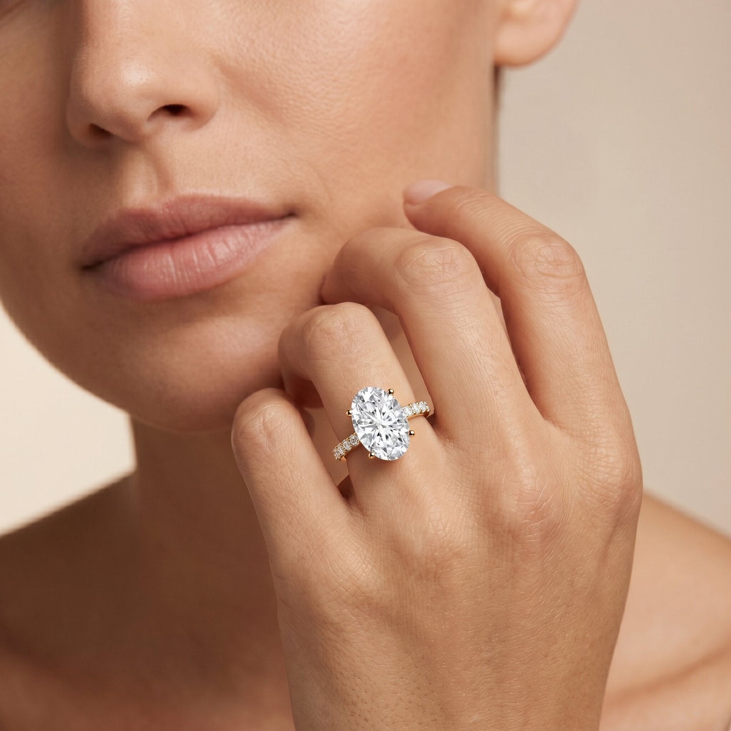5 Carat Big Lab Grown Diamond Oval Engagement Ring with IGI Certificate