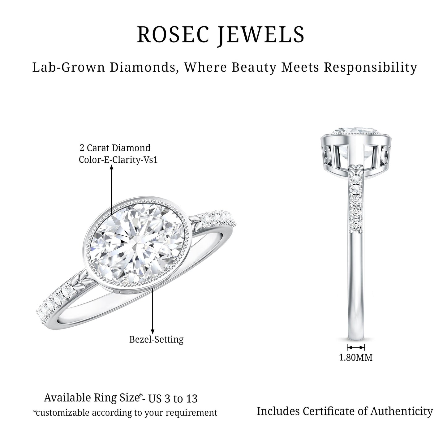 IGI Certified Lab Diamond Engagement Ring with 2 Carat Oval