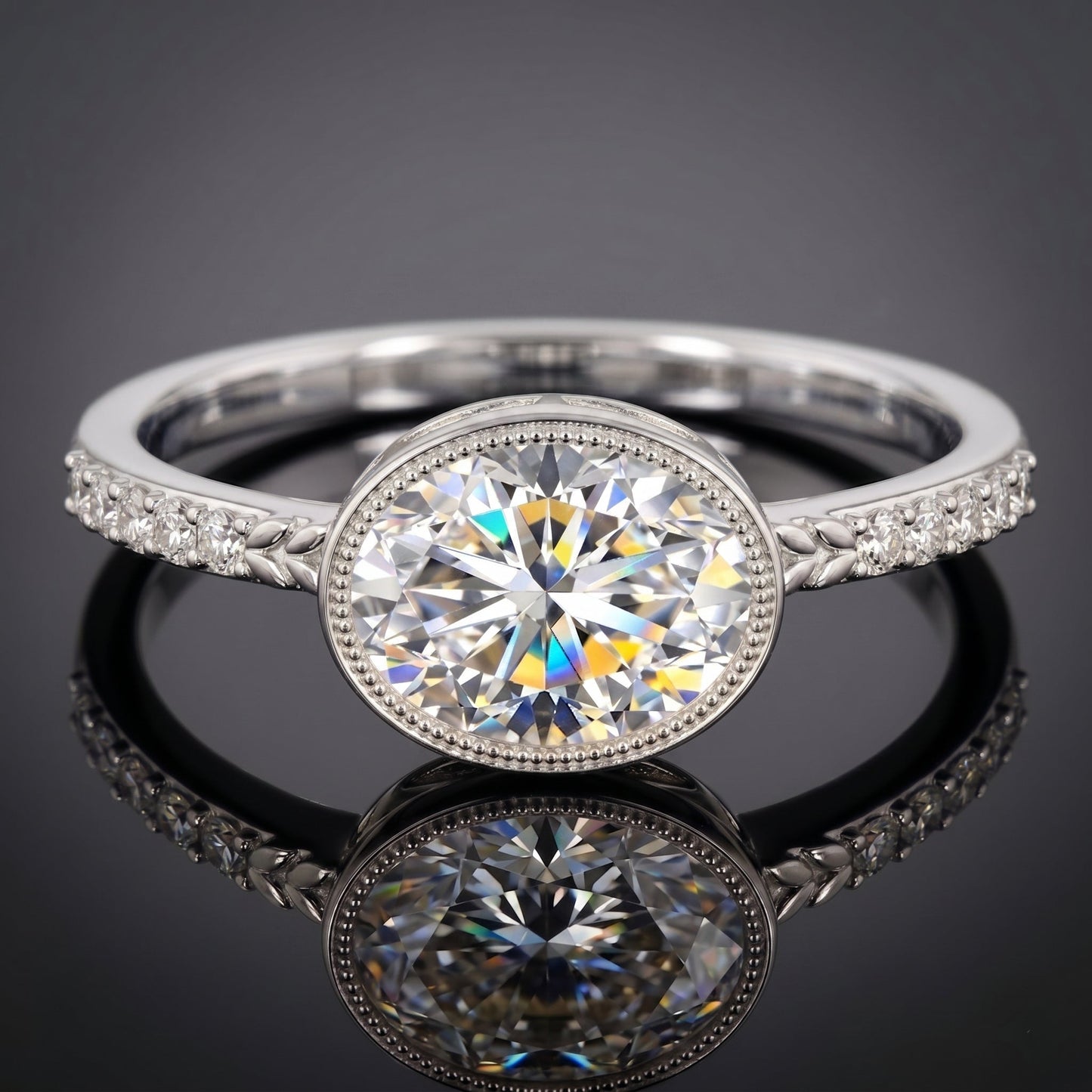 IGI Certified Lab Diamond Engagement Ring with 2 Carat Oval