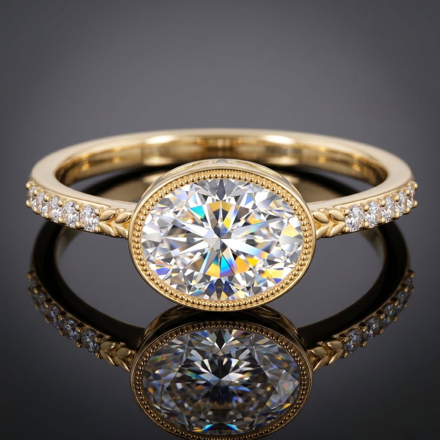 IGI Certified Lab Diamond Engagement Ring with 2 Carat Oval
