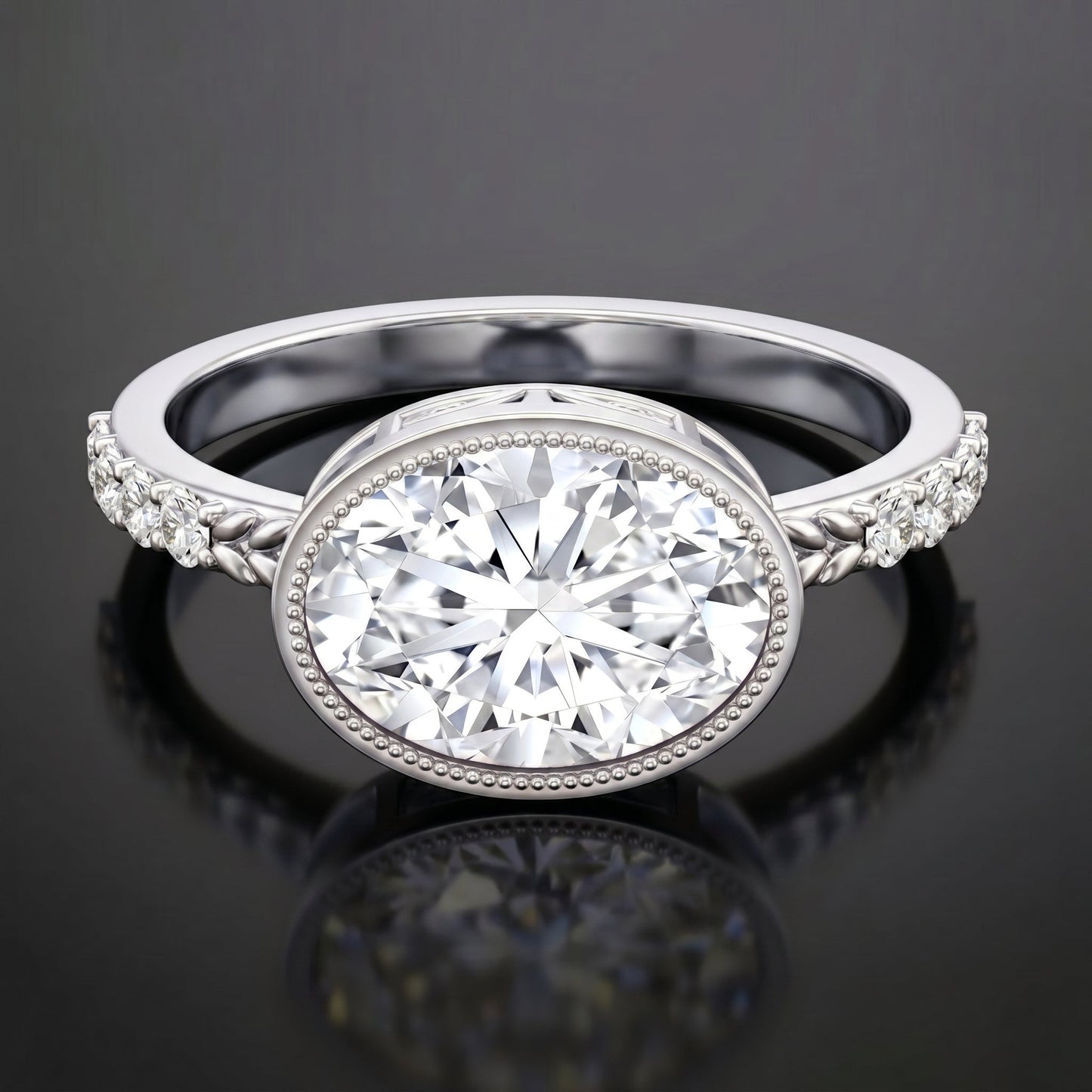 3 Carat Big Lab Grown Diamond Bezel Set Engagement Ring with IGI Certificate