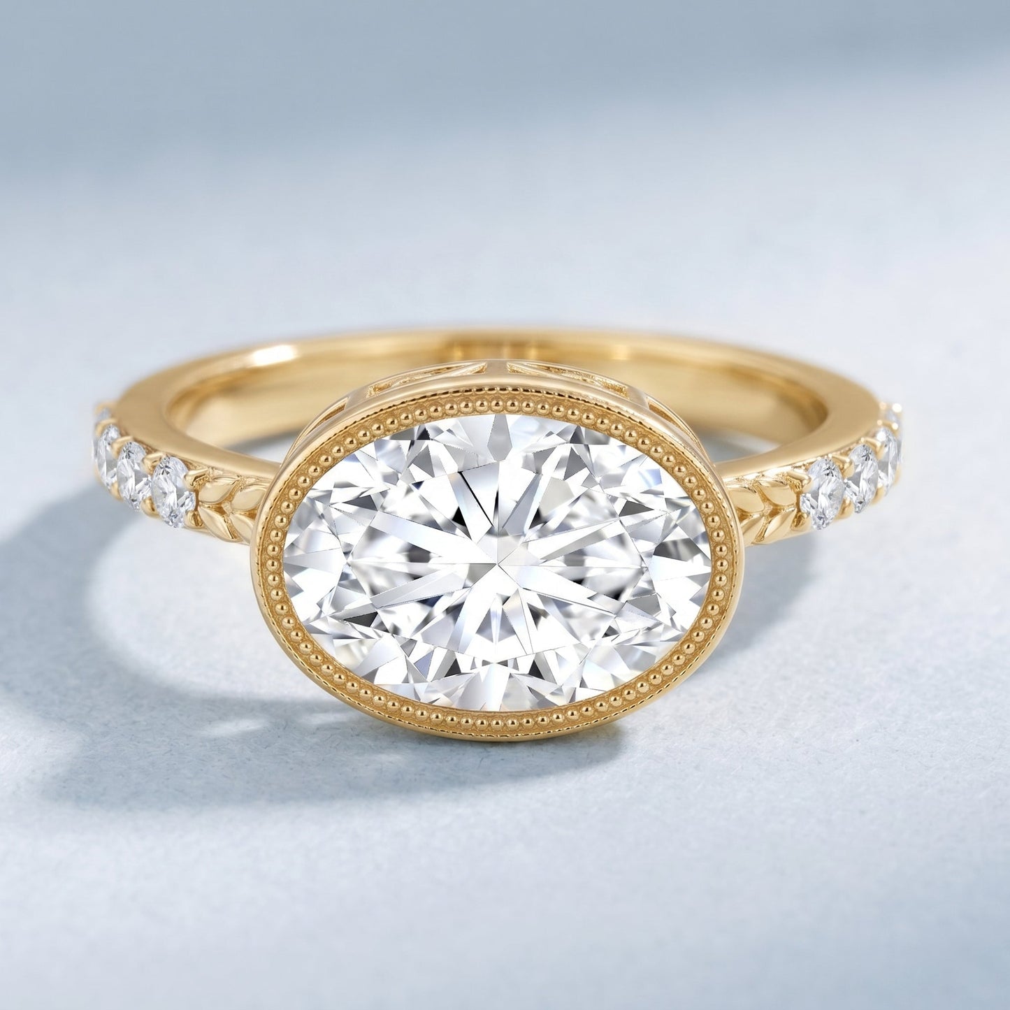 3 Carat Big Lab Grown Diamond Bezel Set Engagement Ring with IGI Certificate