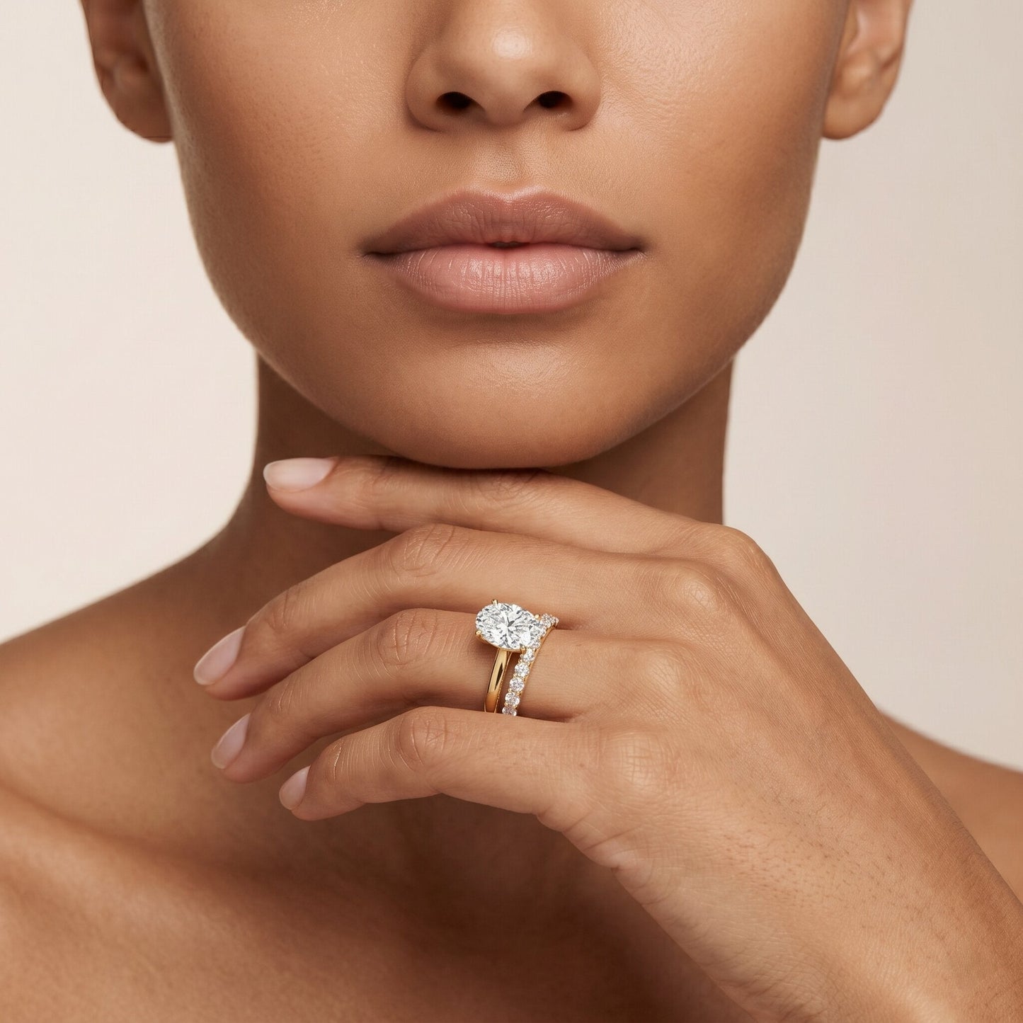 IGI Certified 2 Carat Oval Lab Grown Diamond Bridal Ring Set of 2