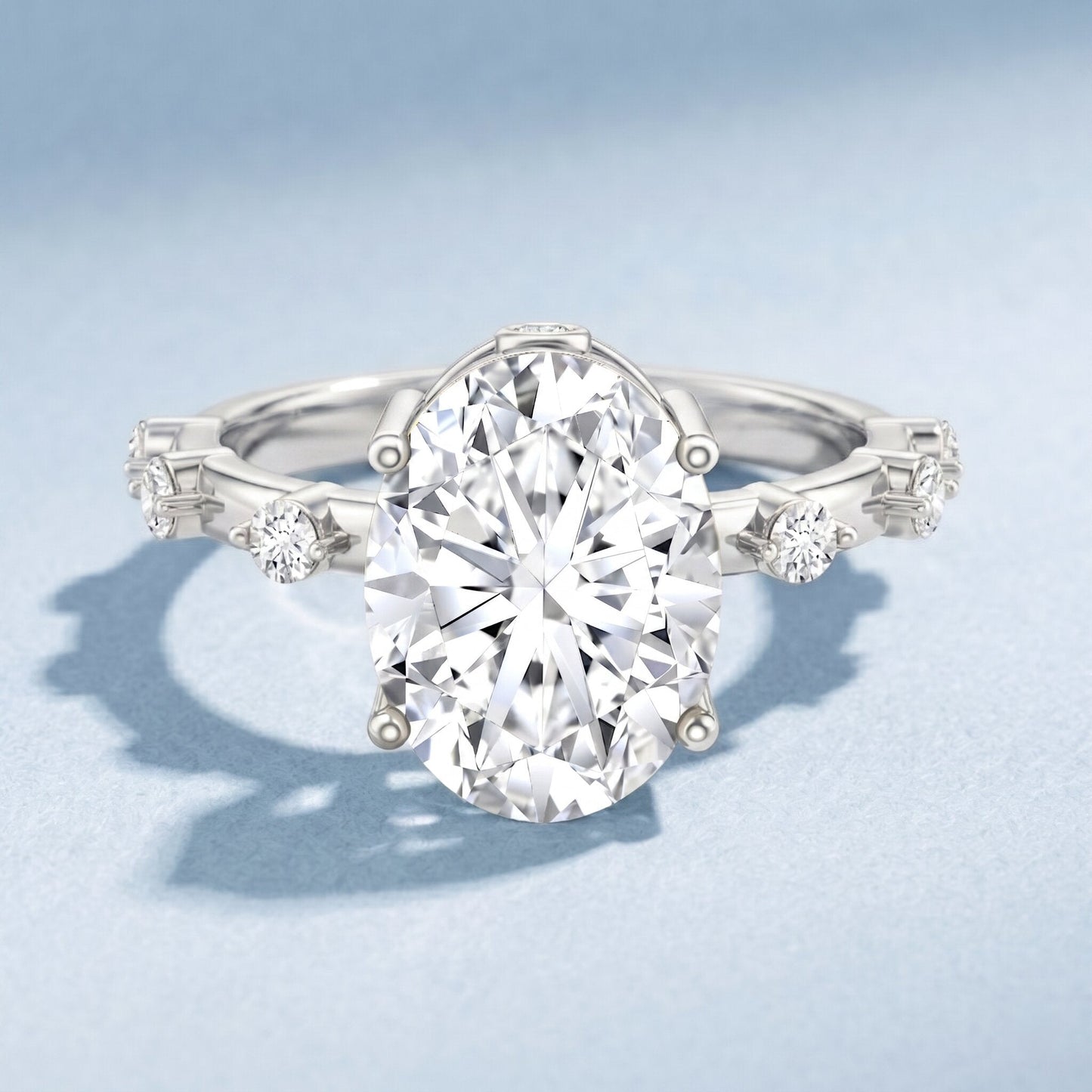 3 Carat Oval Lab Grown Diamond Solitaire Engagement Ring with IGI Certificate