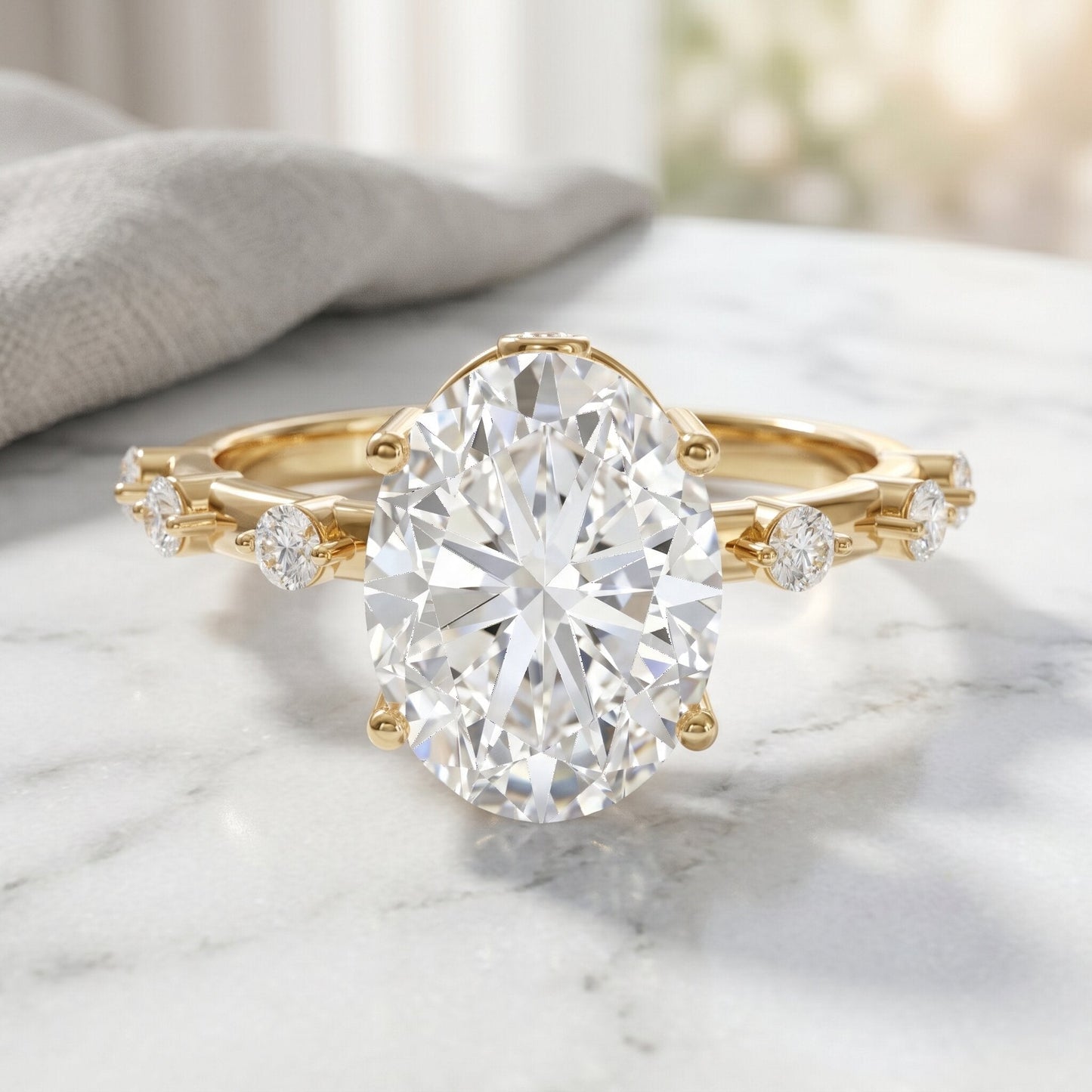 3 Carat Oval Lab Grown Diamond Solitaire Engagement Ring with IGI Certificate
