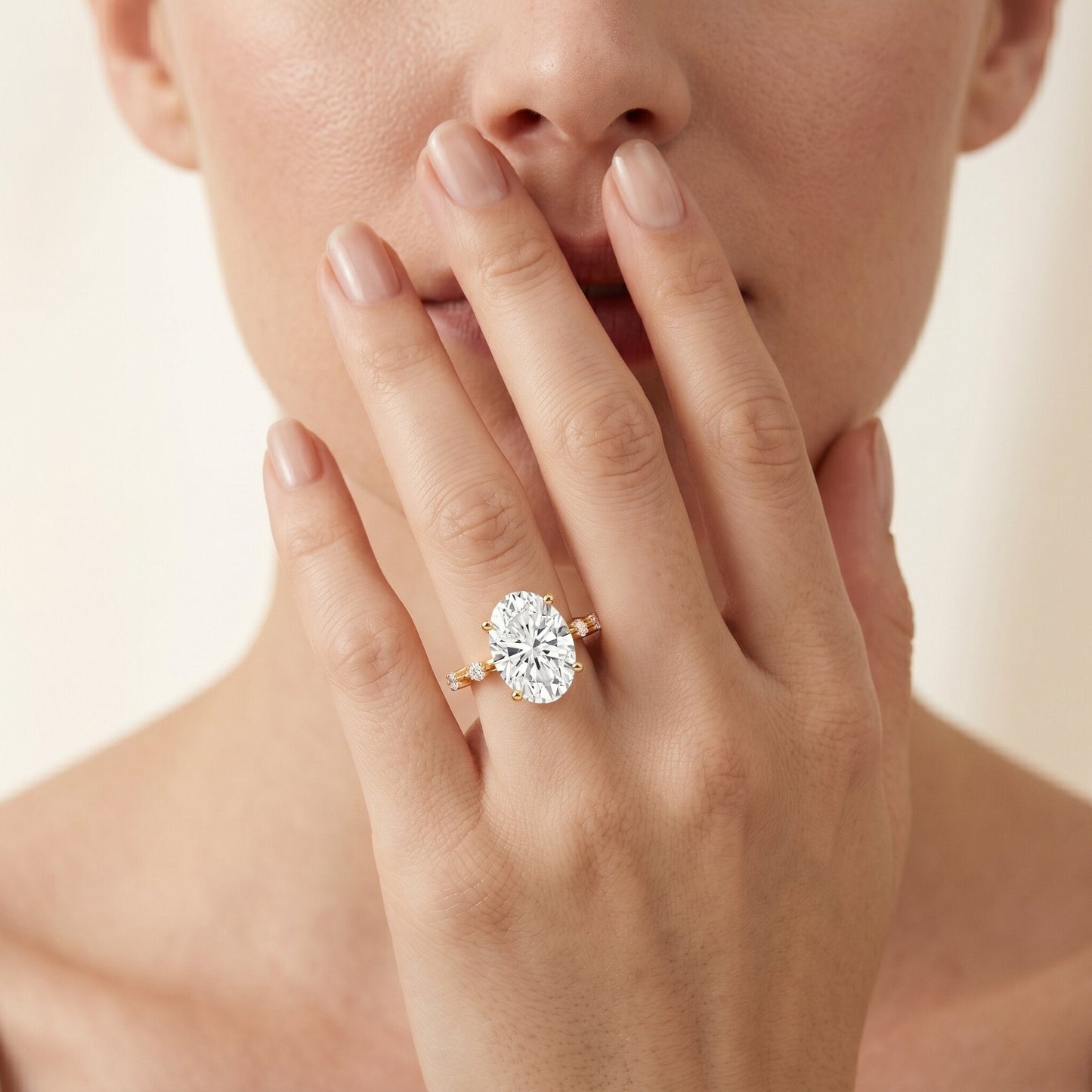 3 Carat Oval Lab Grown Diamond Solitaire Engagement Ring with IGI Certificate
