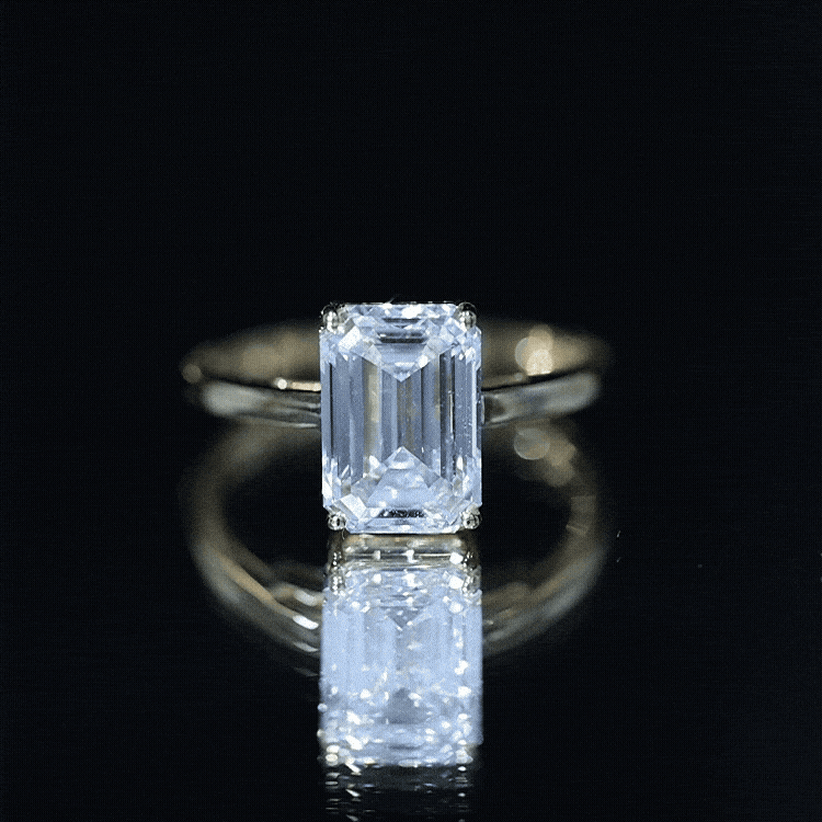 IGI Certified Emerald Cut Lab Grown Diamond 3 Carat Engagement Ring