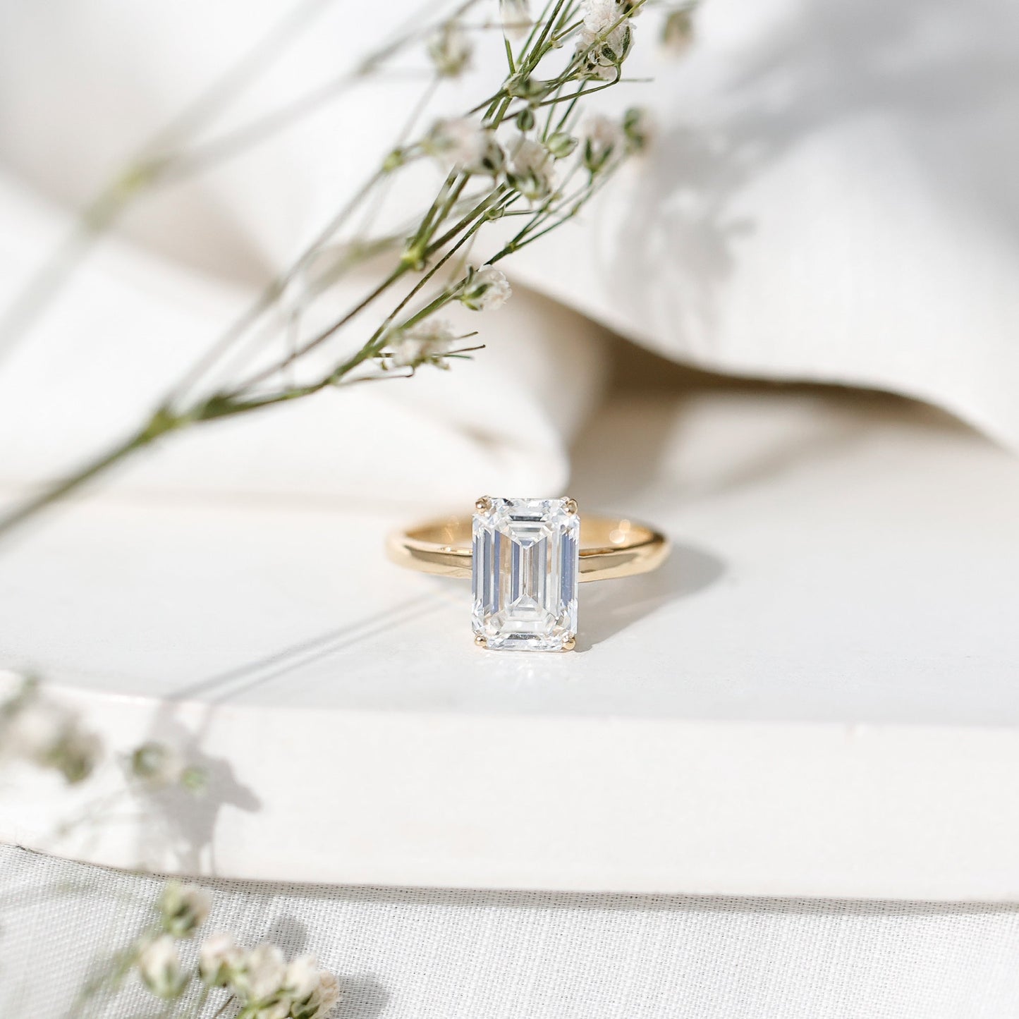 IGI Certified Emerald Cut Lab Grown Diamond 3 Carat Engagement Ring