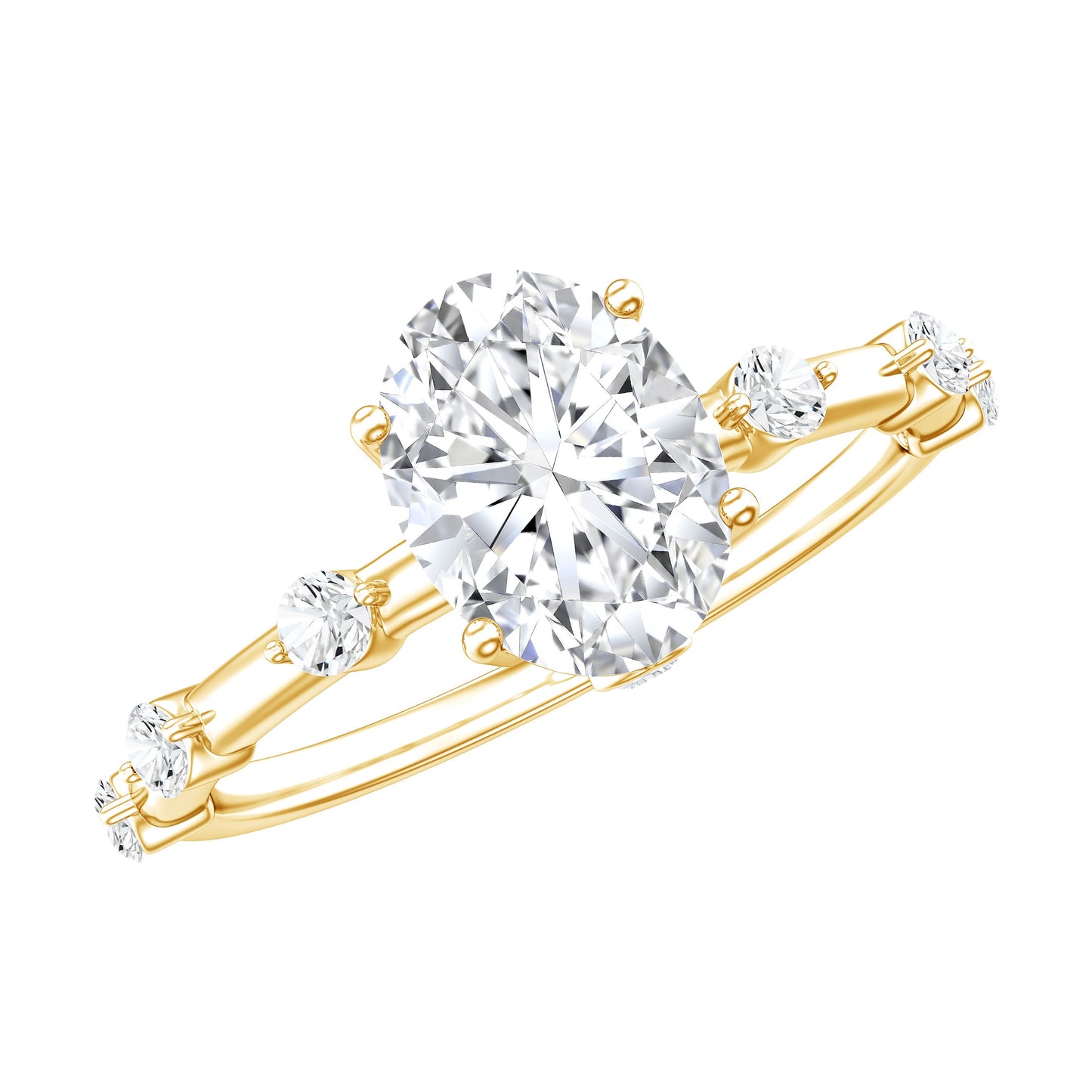 IGI Certified 1 Carat Oval Lab Grown Diamond Engagement Ring with Spaced Accent