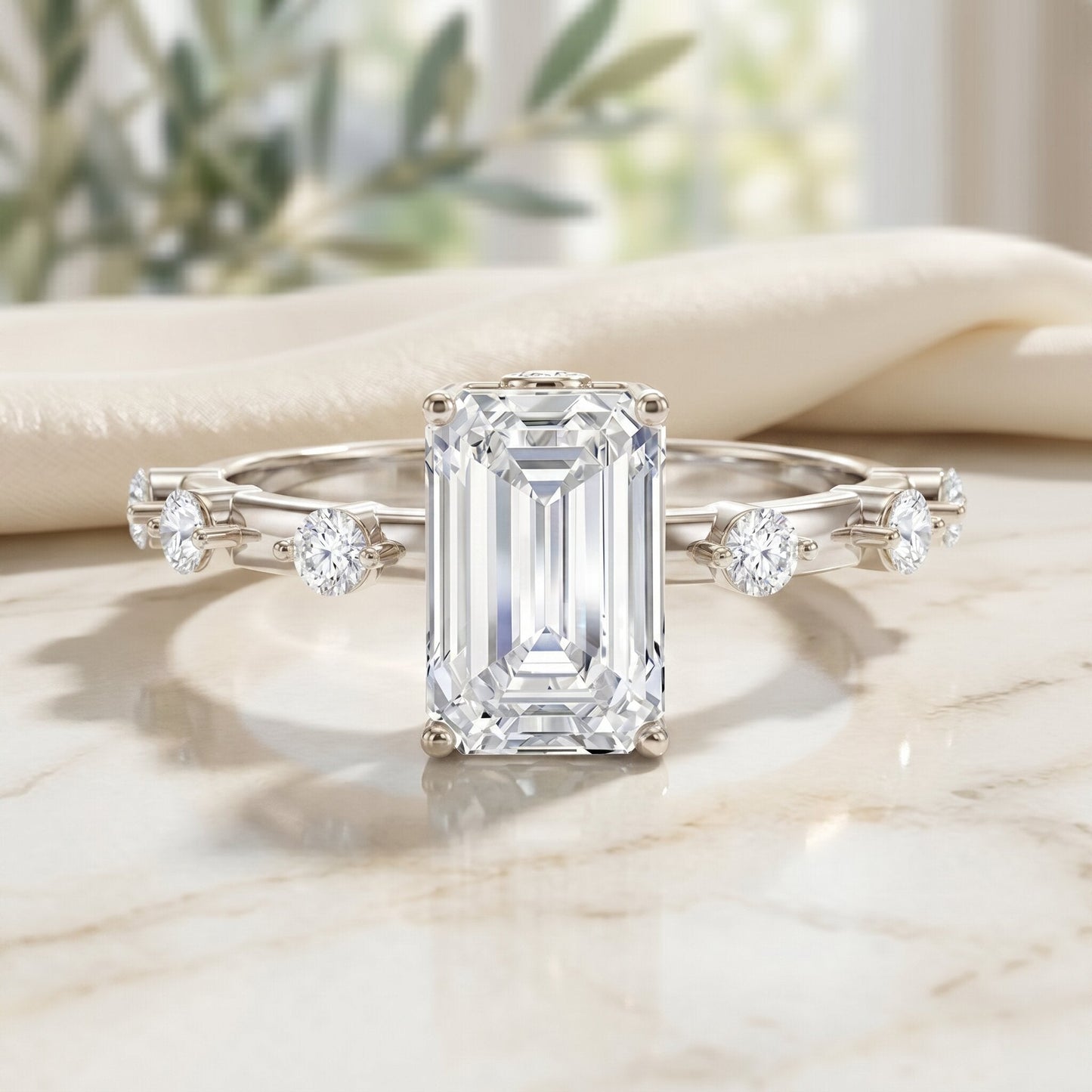 Emerald Cut 2 Carat Lab Grown Diamond Engagement Ring IGI Certified