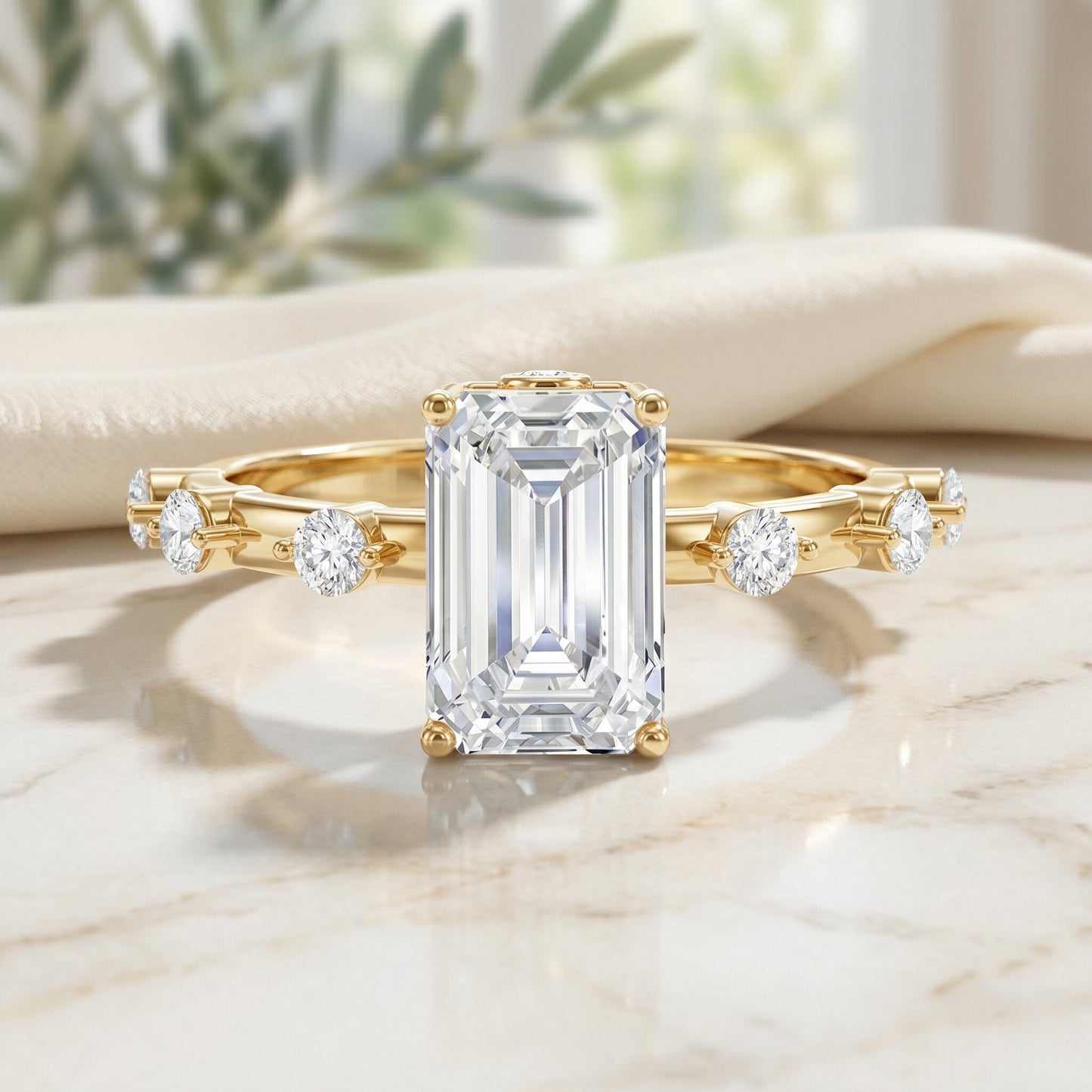 Emerald Cut 2 Carat Lab Grown Diamond Engagement Ring IGI Certified