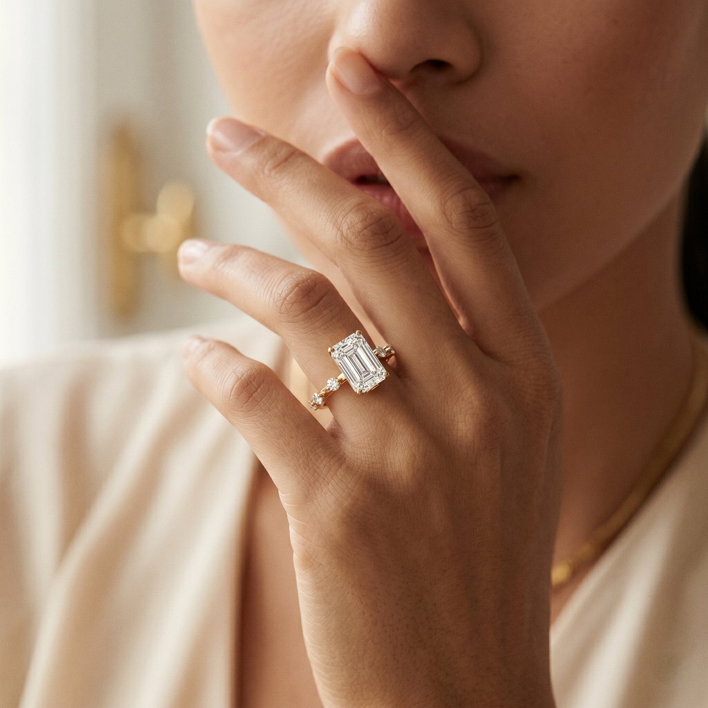 Emerald Cut 2 Carat Lab Grown Diamond Engagement Ring IGI Certified