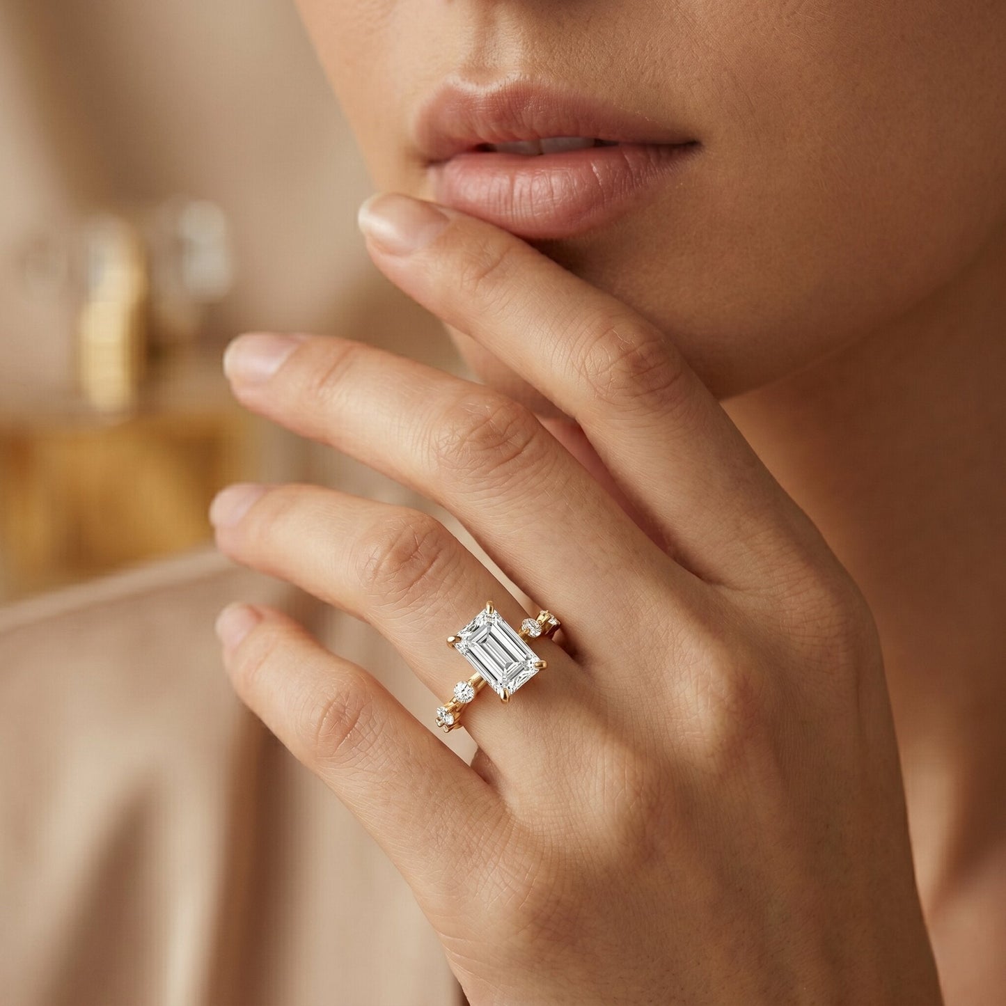 Emerald Cut 2 Carat Lab Grown Diamond Engagement Ring IGI Certified
