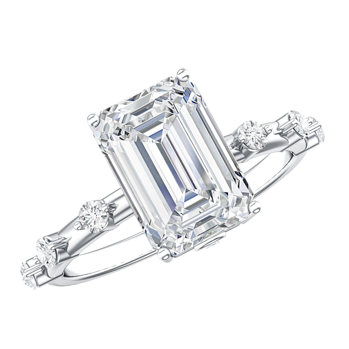 IGI Certified 3 Carat Emerald Cut Lab Grown Diamond Engagement Ring