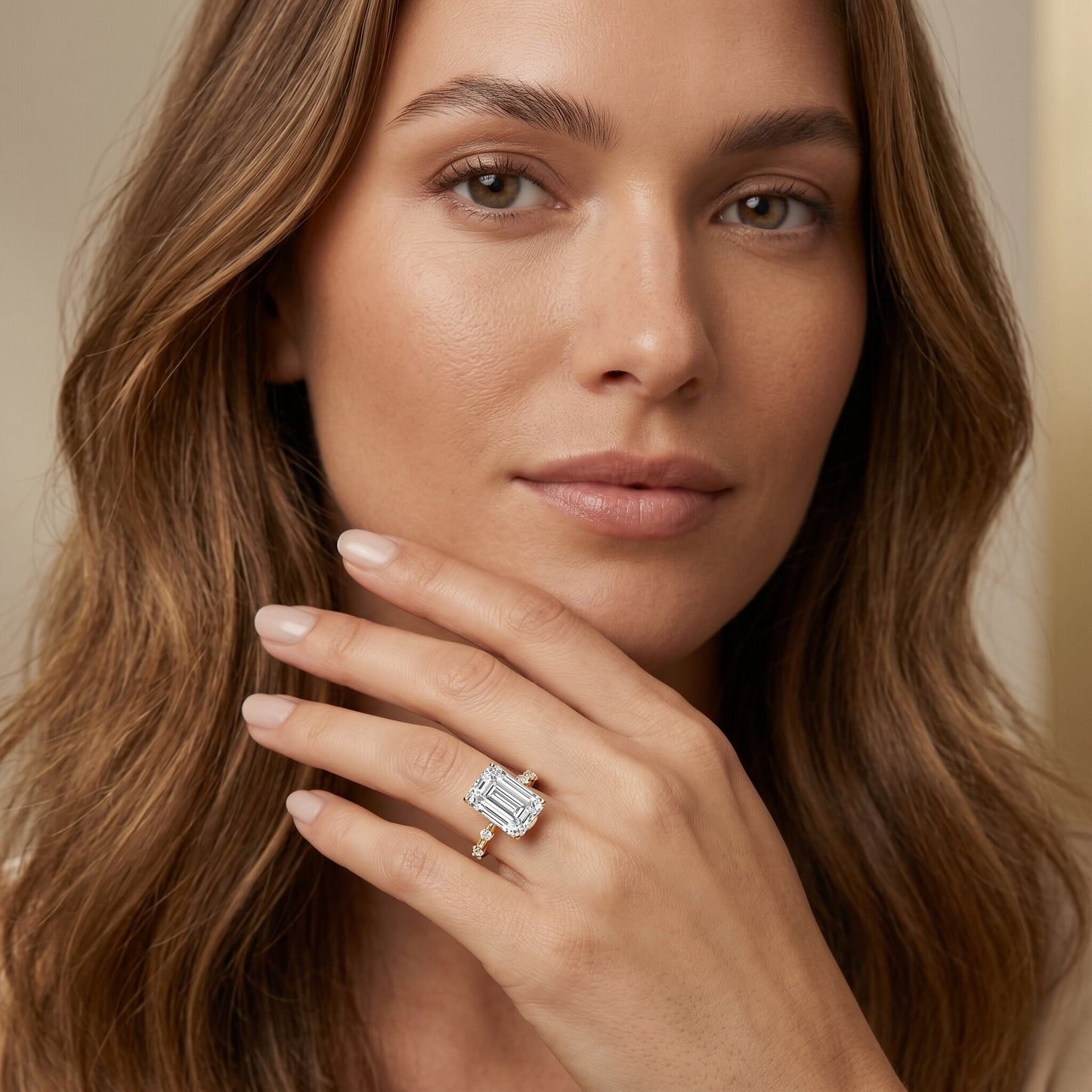 IGI Certified 3 Carat Emerald Cut Lab Grown Diamond Engagement Ring