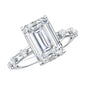 IGI Certified 4 Carat Lab Grown Emerald Cut Diamond Engagement Ring with Spaced Accent