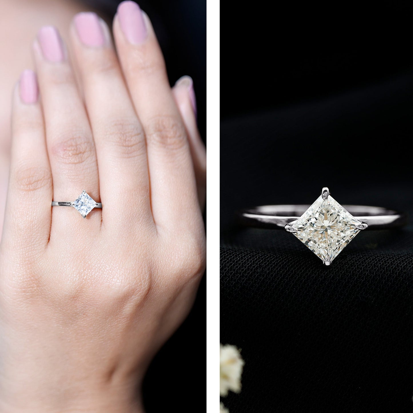 1 Carat Lab Created Diamond Princess Cut Engagement Ring IGI Certified