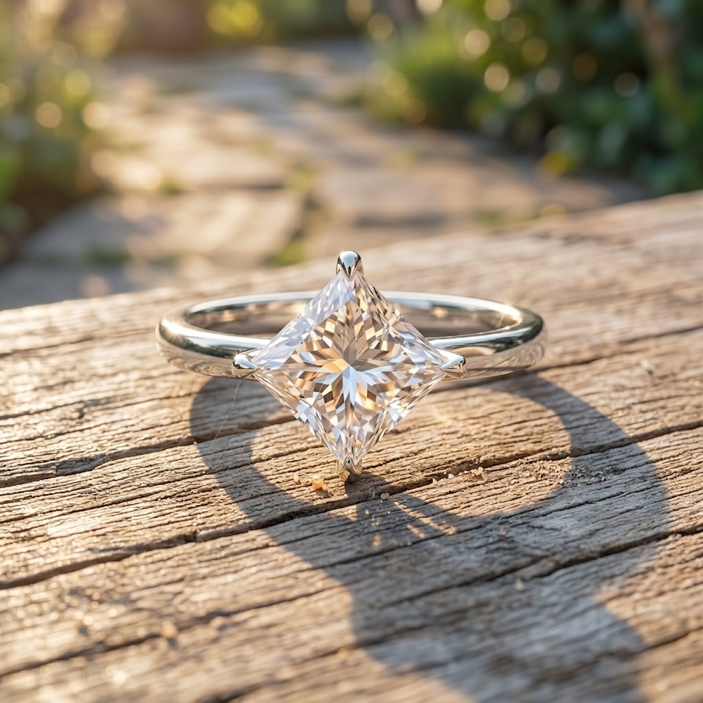 Solitaire 2 Carat Lab Grown Diamond Princess Cut Engagement Ring IGI Certified