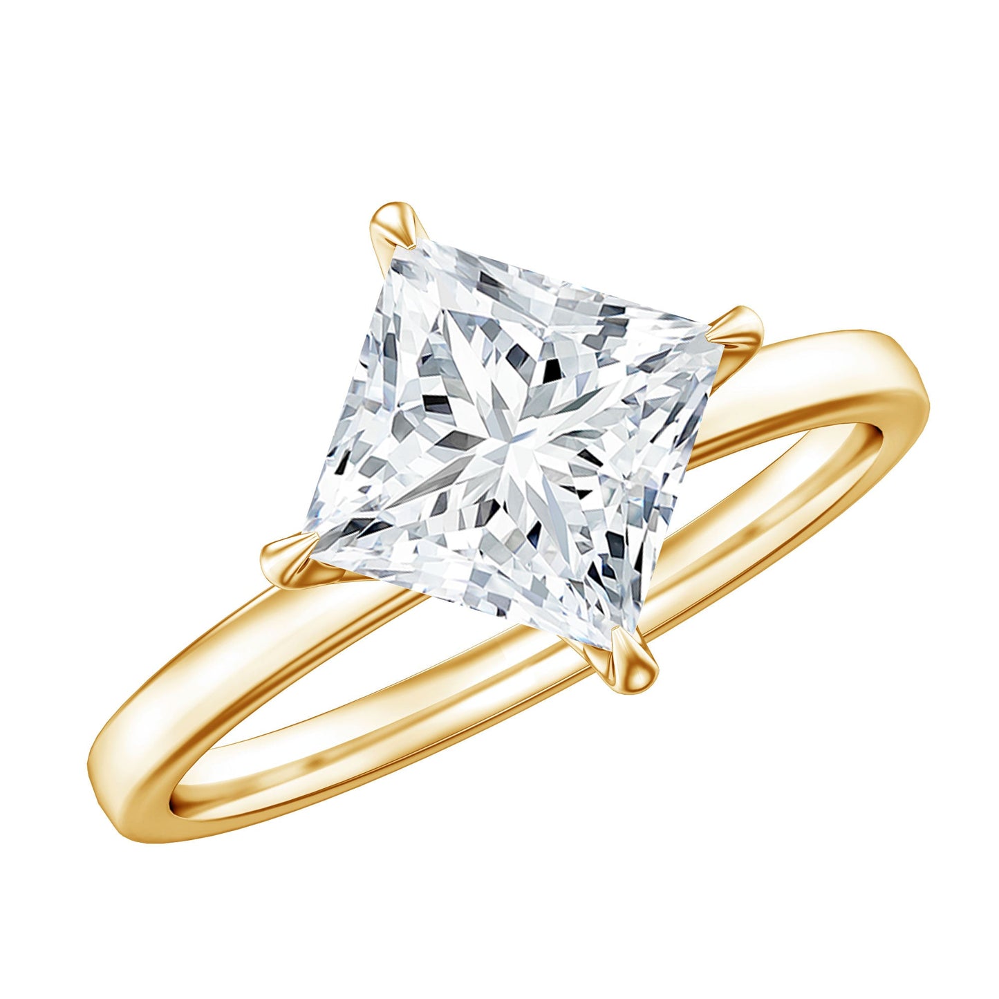 Solitaire 2 Carat Lab Grown Diamond Princess Cut Engagement Ring IGI Certified