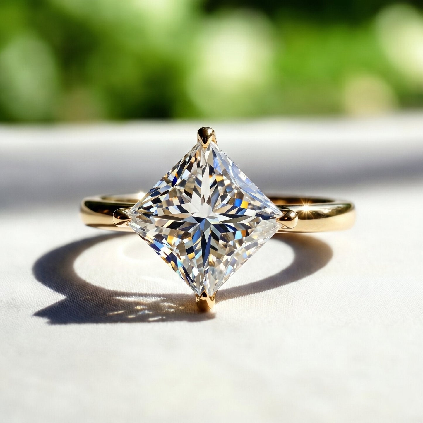 Solitaire 2 Carat Lab Grown Diamond Princess Cut Engagement Ring IGI Certified