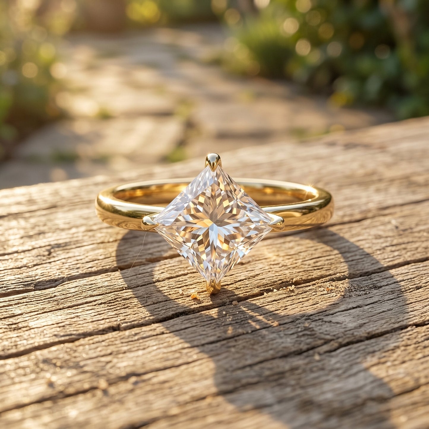 Solitaire 2 Carat Lab Grown Diamond Princess Cut Engagement Ring IGI Certified