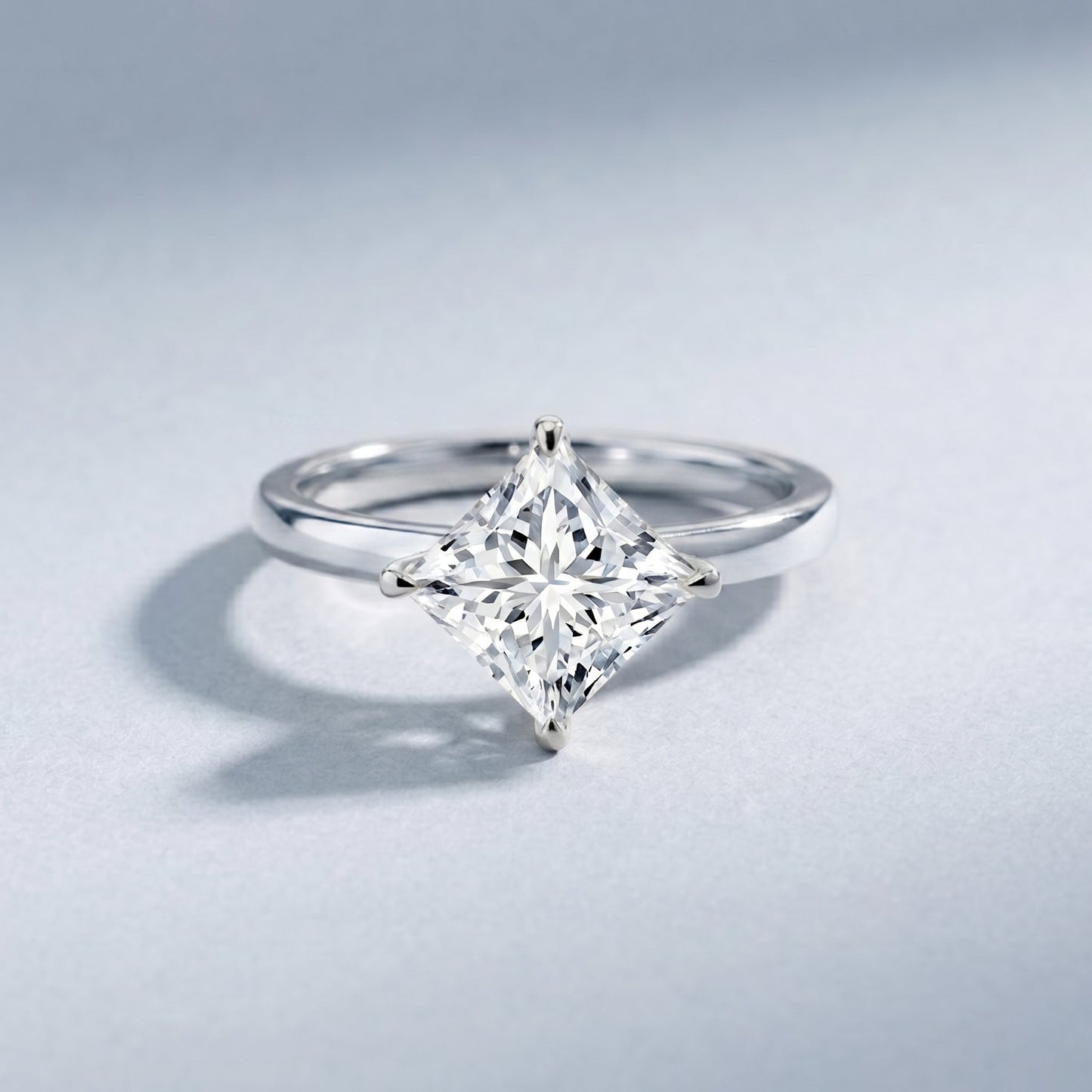 IGI Certified 4 Carat Princess Cut Lab Grown Diamond Engagement Ring