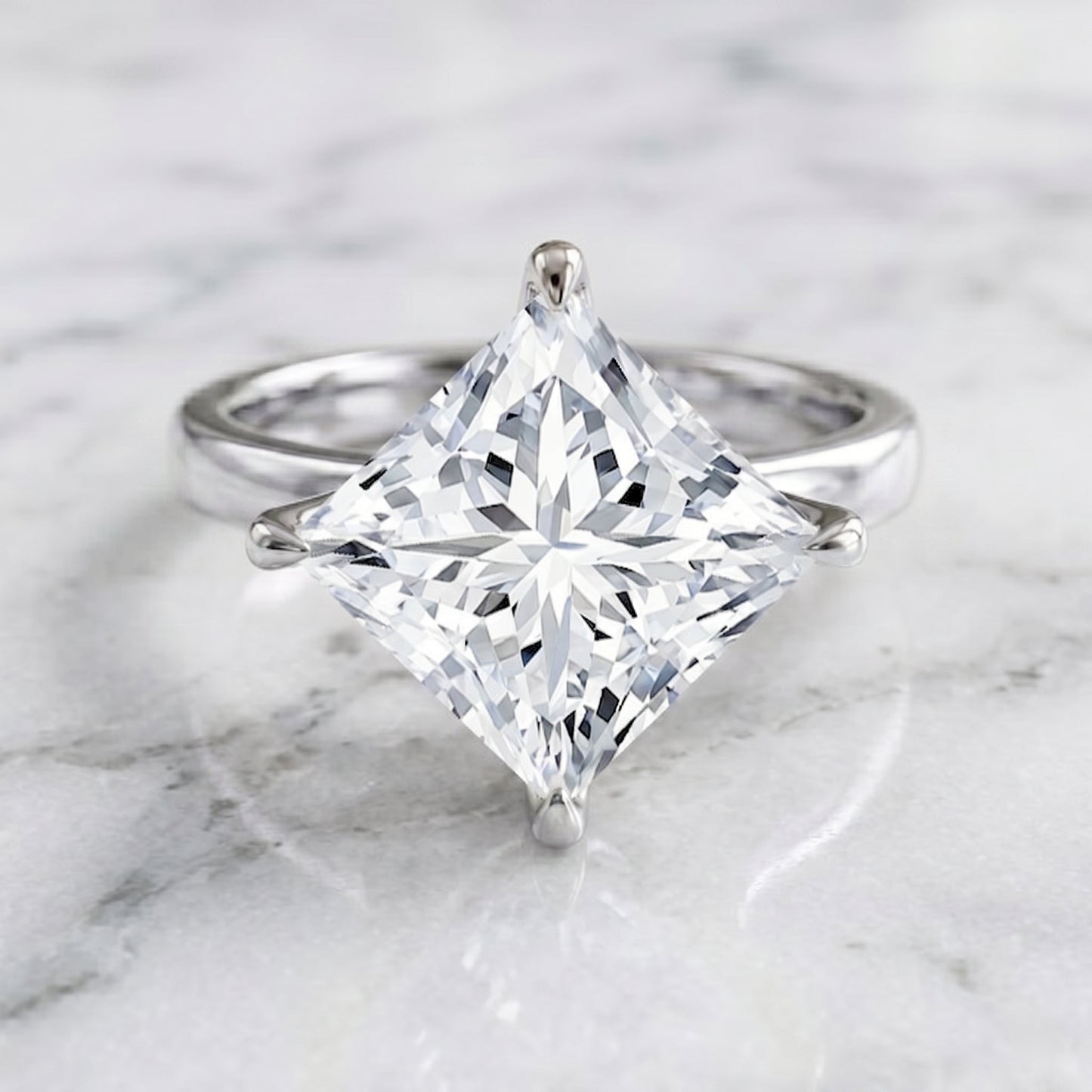 IGI Certified 4 Carat Princess Cut Lab Grown Diamond Engagement Ring