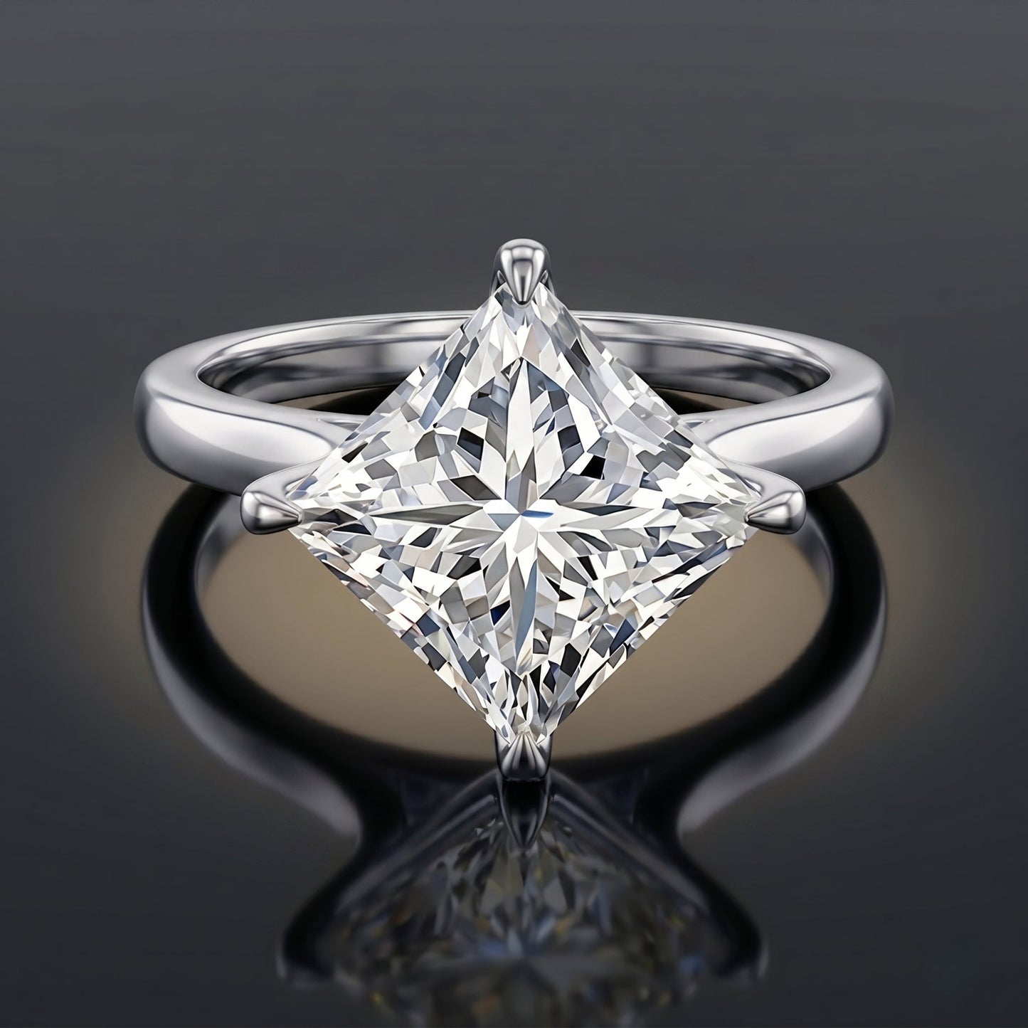 IGI Certified 4 Carat Princess Cut Lab Grown Diamond Engagement Ring