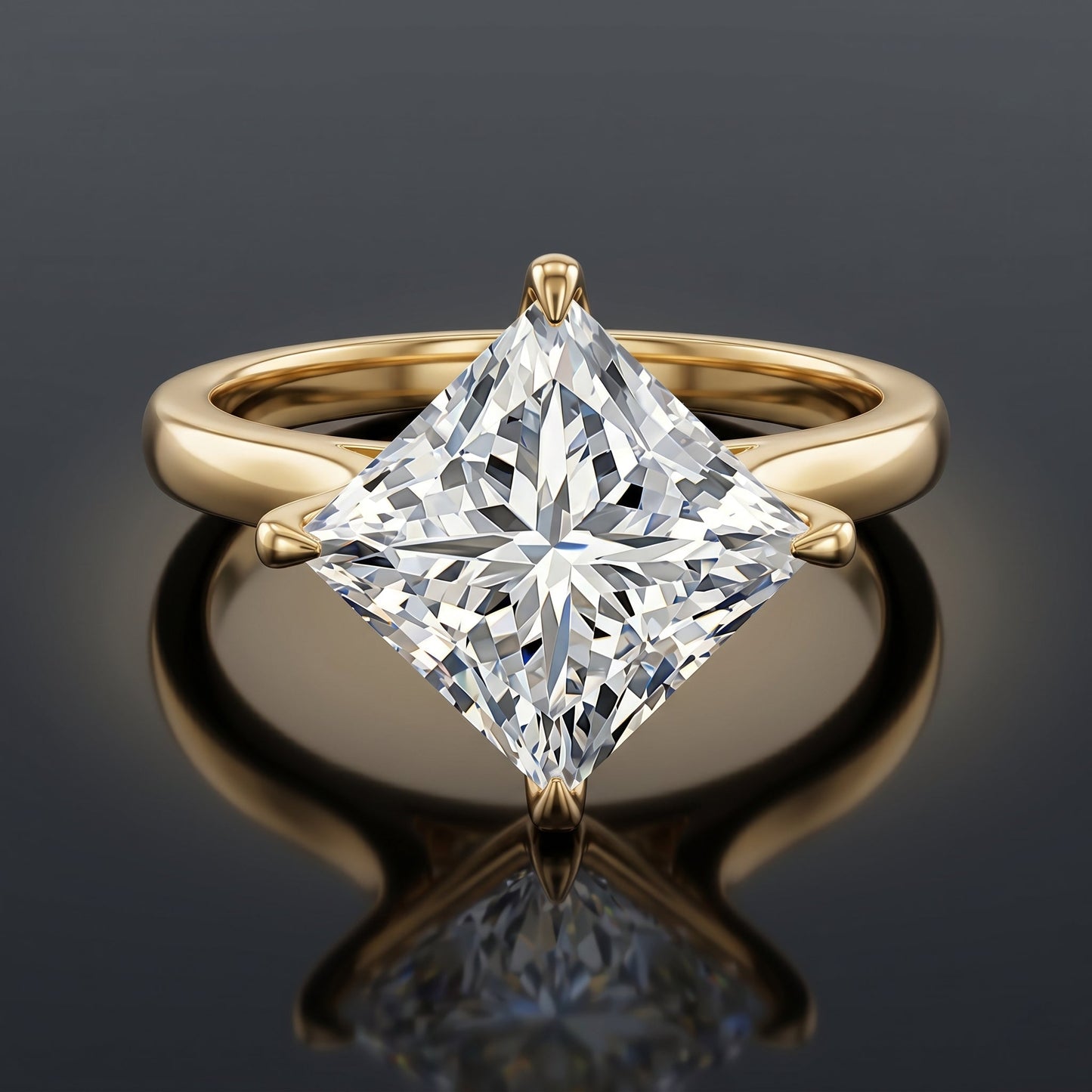 IGI Certified 4 Carat Princess Cut Lab Grown Diamond Engagement Ring
