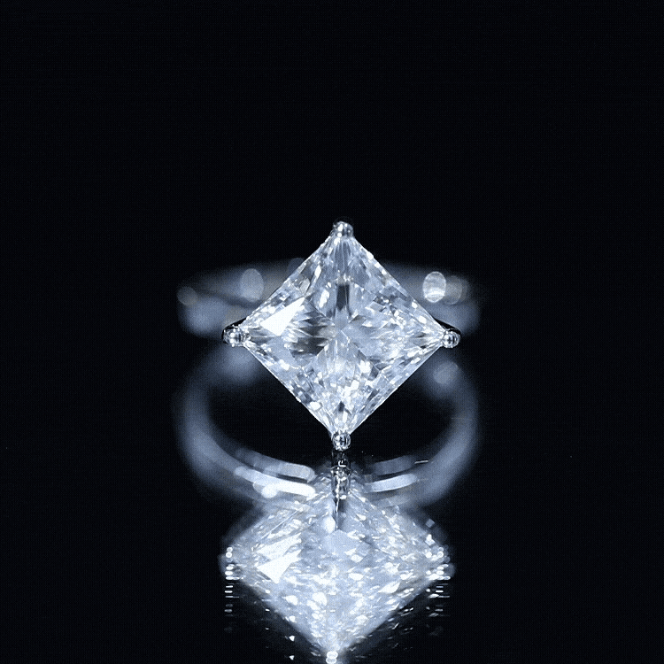 Solitaire 5 Carat Princess Cut Lab Grown Diamond Huge Engagement Ring with IGI Certificate