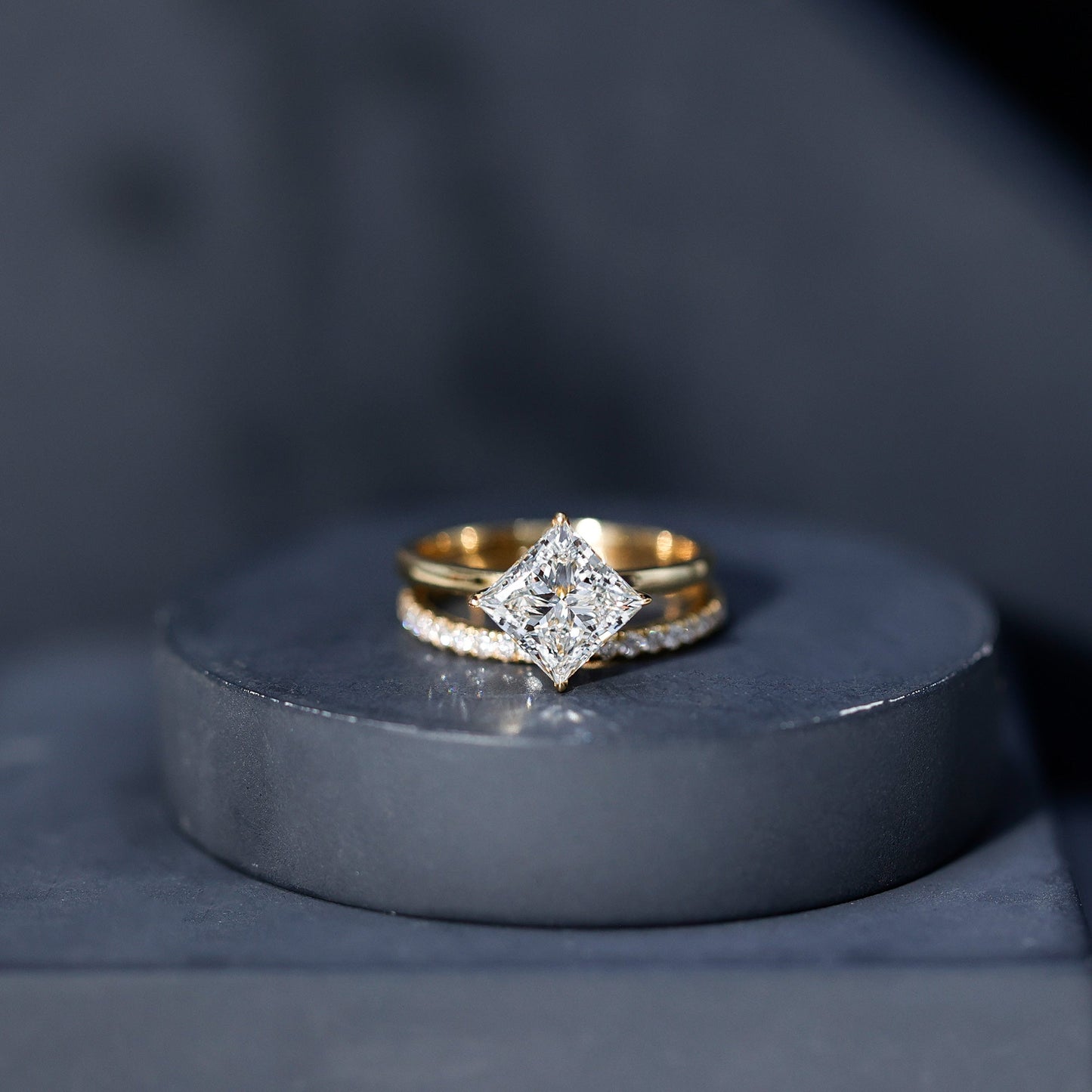 IGI Certified 2 Carat Lab Grown Diamond Princess Cut Bridal Ring Set for Her