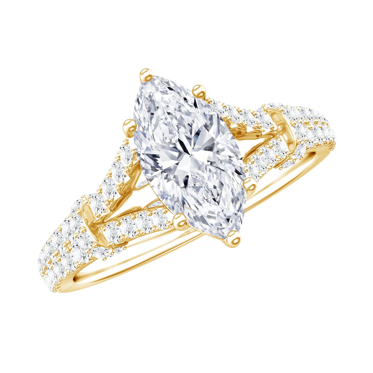 1 Carat Marquise Cut Lab Grown Diamond Split Shank Engagement Ring with IGI Certificate