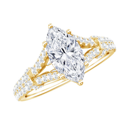 1 Carat Marquise Cut Lab Grown Diamond Split Shank Engagement Ring with IGI Certificate