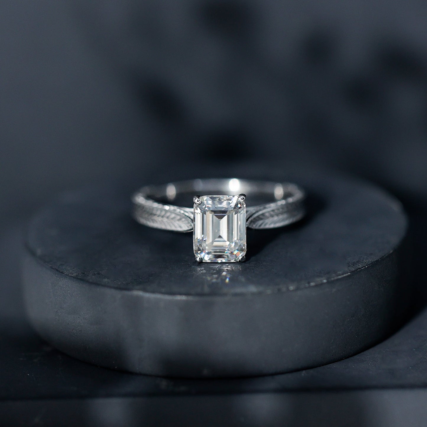 Ethically Sourced 3 Carat Lab Grown Diamond Emerald Cut Engagement Ring IGI Certified