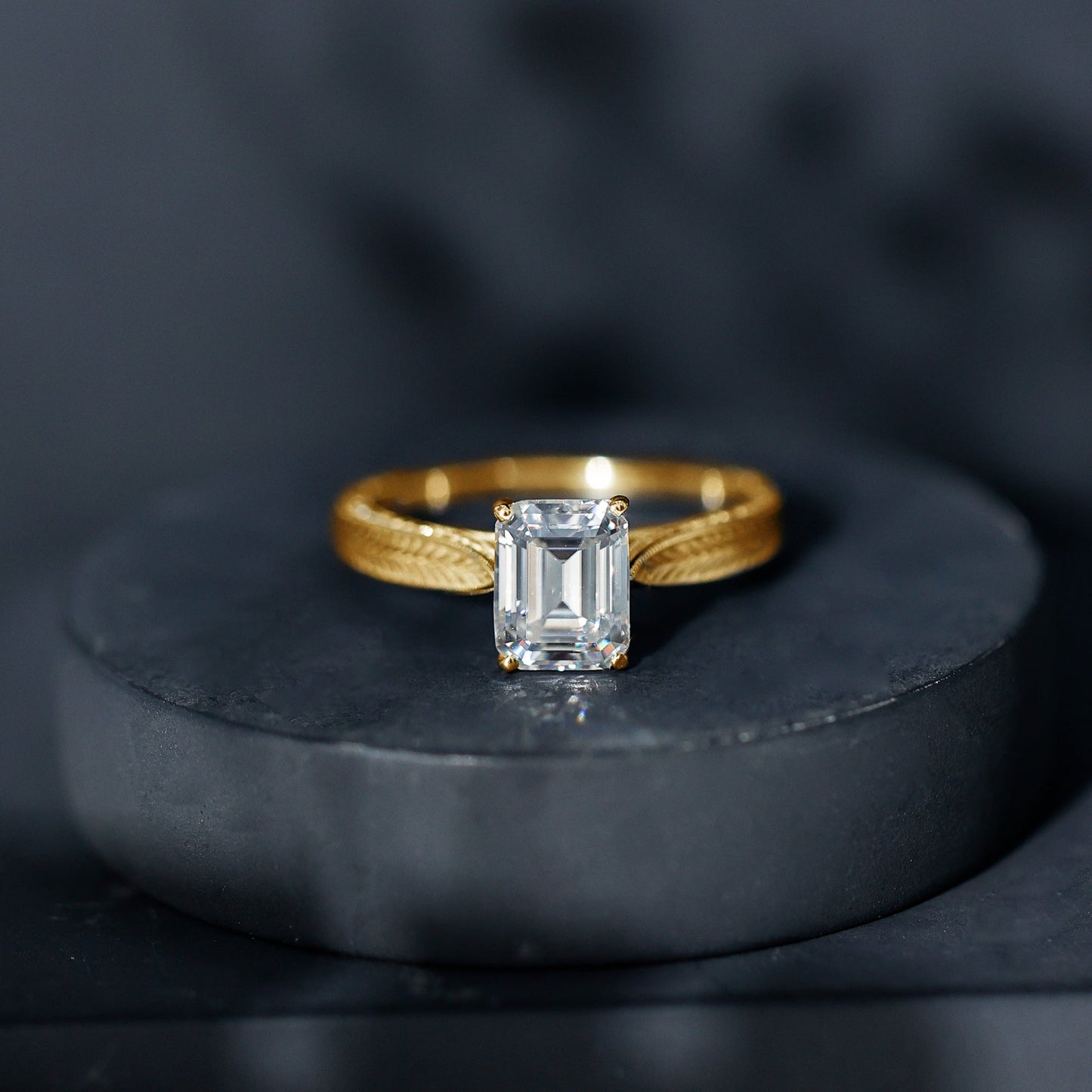 Ethically Sourced 3 Carat Lab Grown Diamond Emerald Cut Engagement Ring IGI Certified