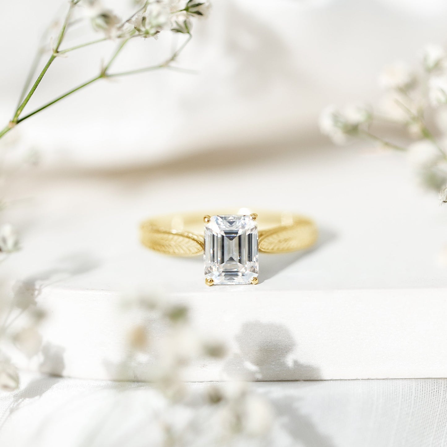 Ethically Sourced 3 Carat Lab Grown Diamond Emerald Cut Engagement Ring IGI Certified