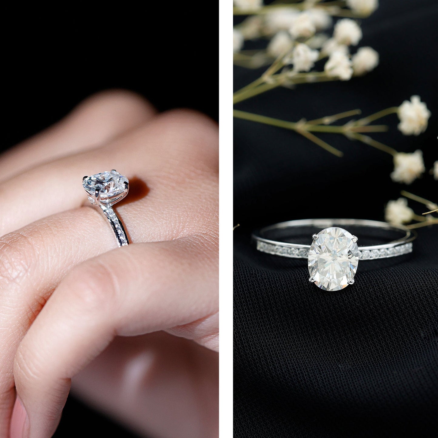 IGI Certified 2 Carat Lab Grown Diamond Oval Engagement Ring With Side Stones