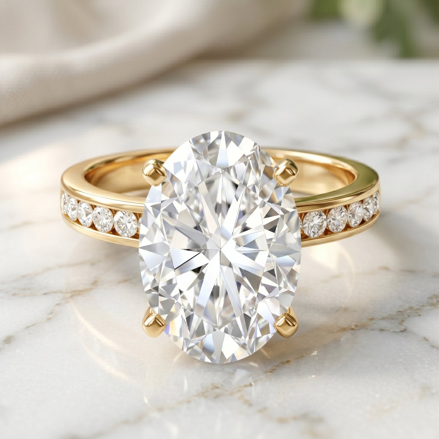 4 Carat Oval Shaped Lab Grown Diamond Huge Engagement Ring with IGI Certificate