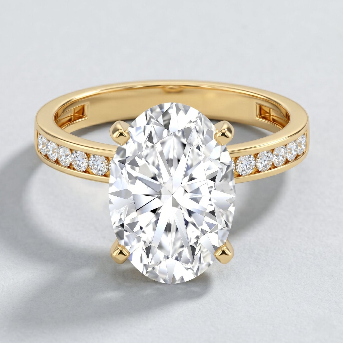 4 Carat Oval Shaped Lab Grown Diamond Huge Engagement Ring with IGI Certificate